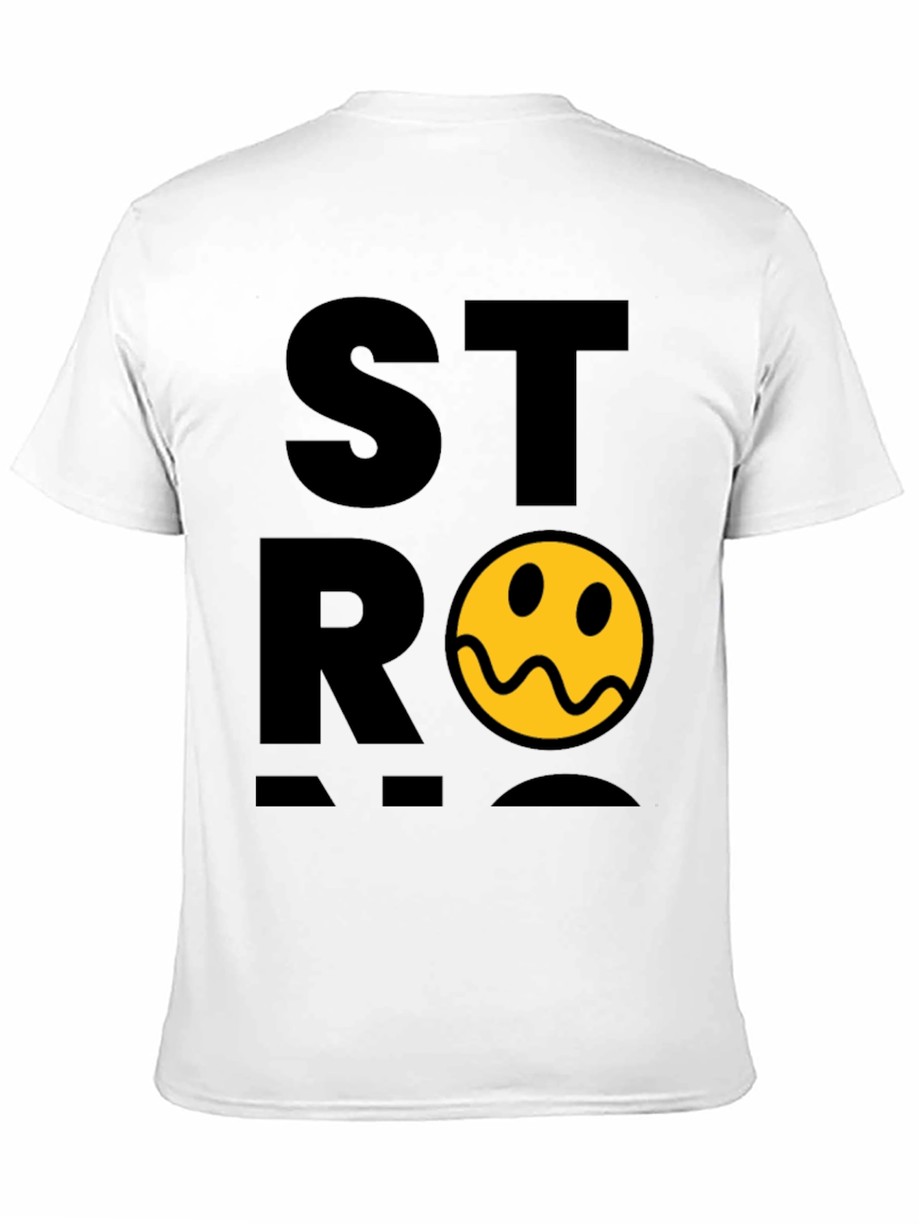 Stylish Black T-Shirt with Distorted Smiley Graphic