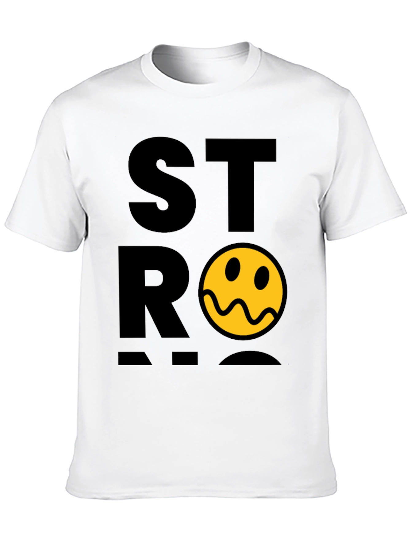 Stylish Black T-Shirt with Distorted Smiley Graphic