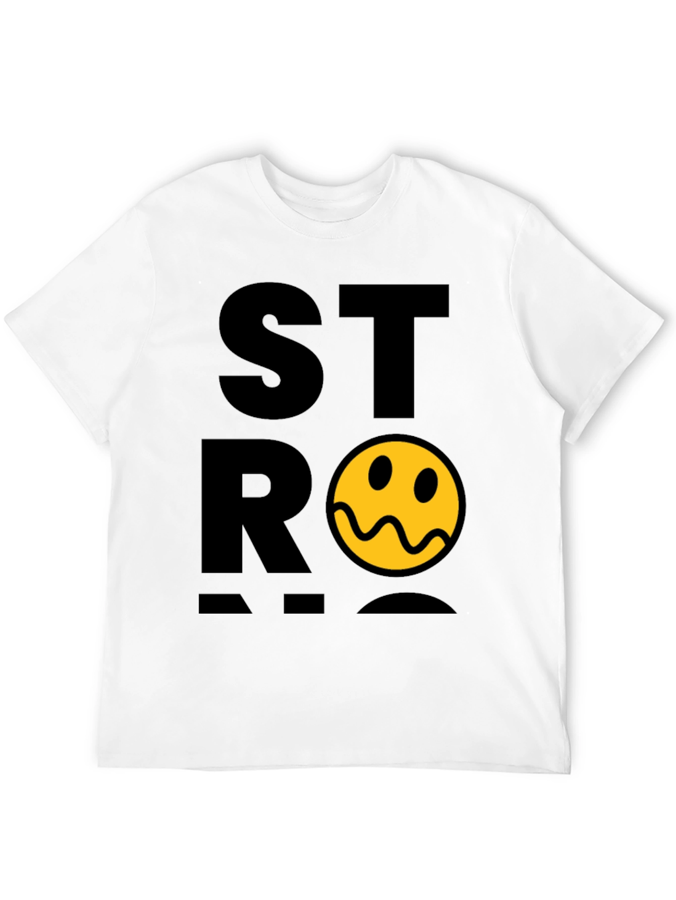Stylish Black T-Shirt with Distorted Smiley Graphic