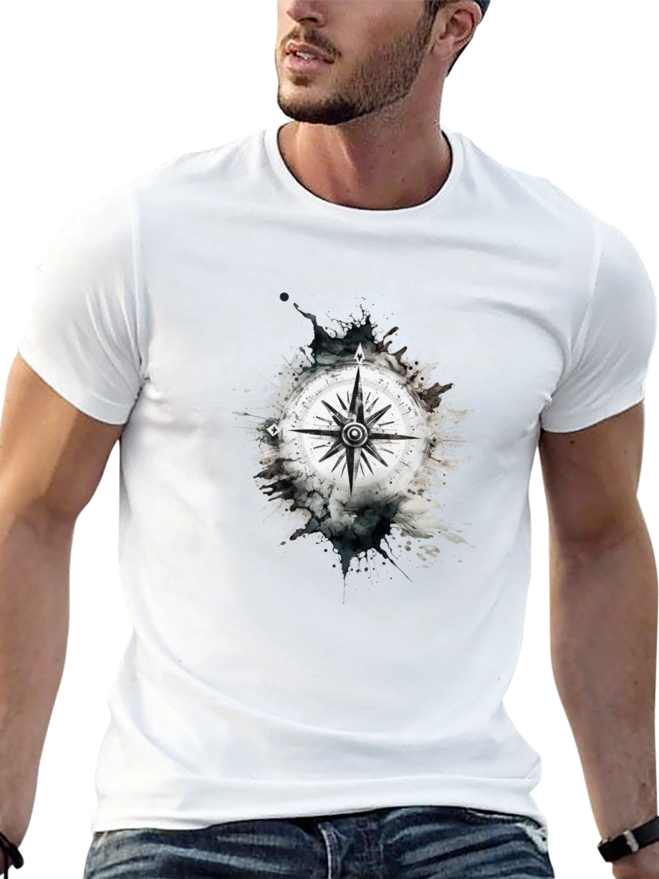 Compass Graphic Tee - Black Cotton Blend