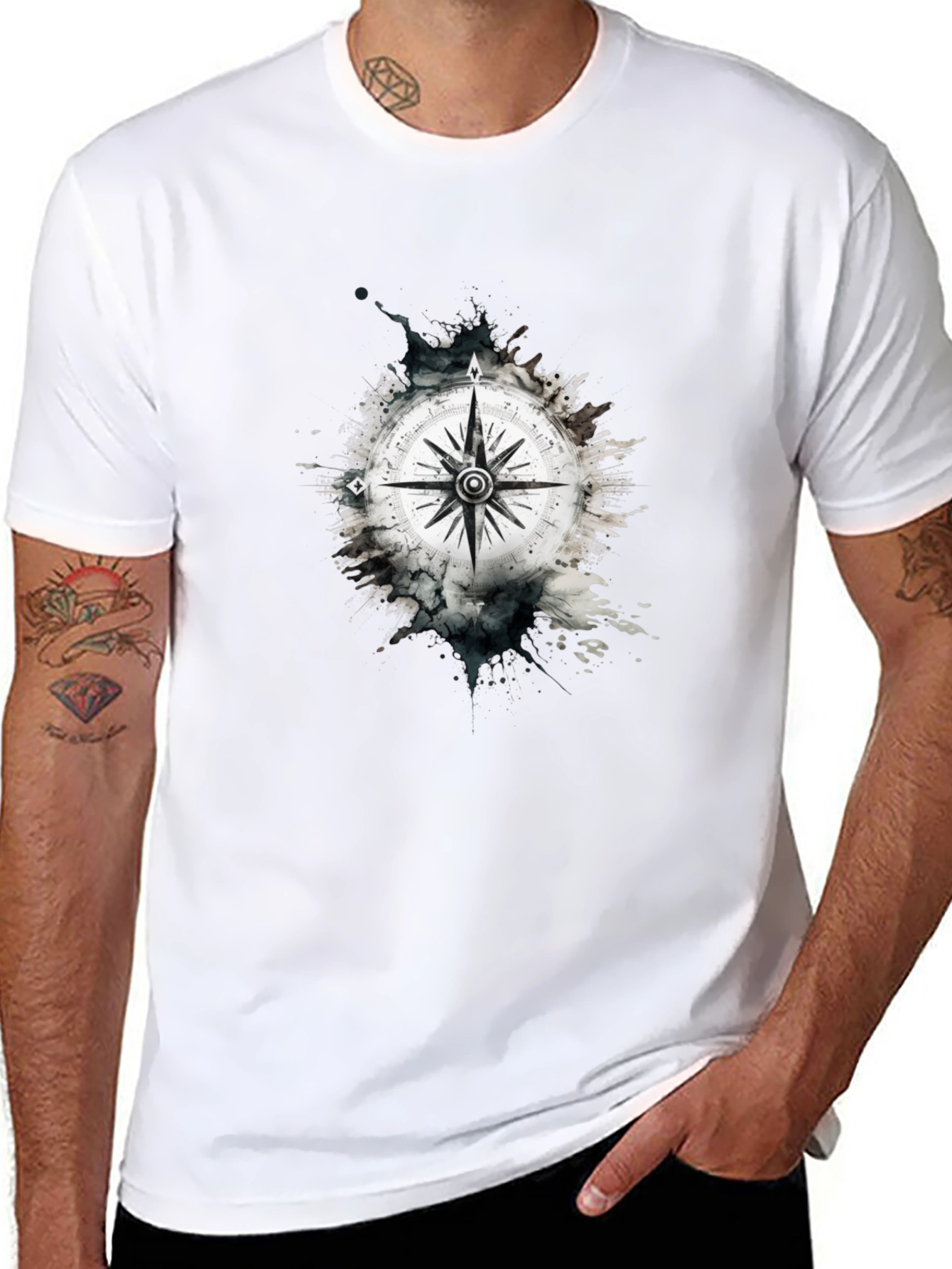 Compass Graphic Tee - Black Cotton Blend