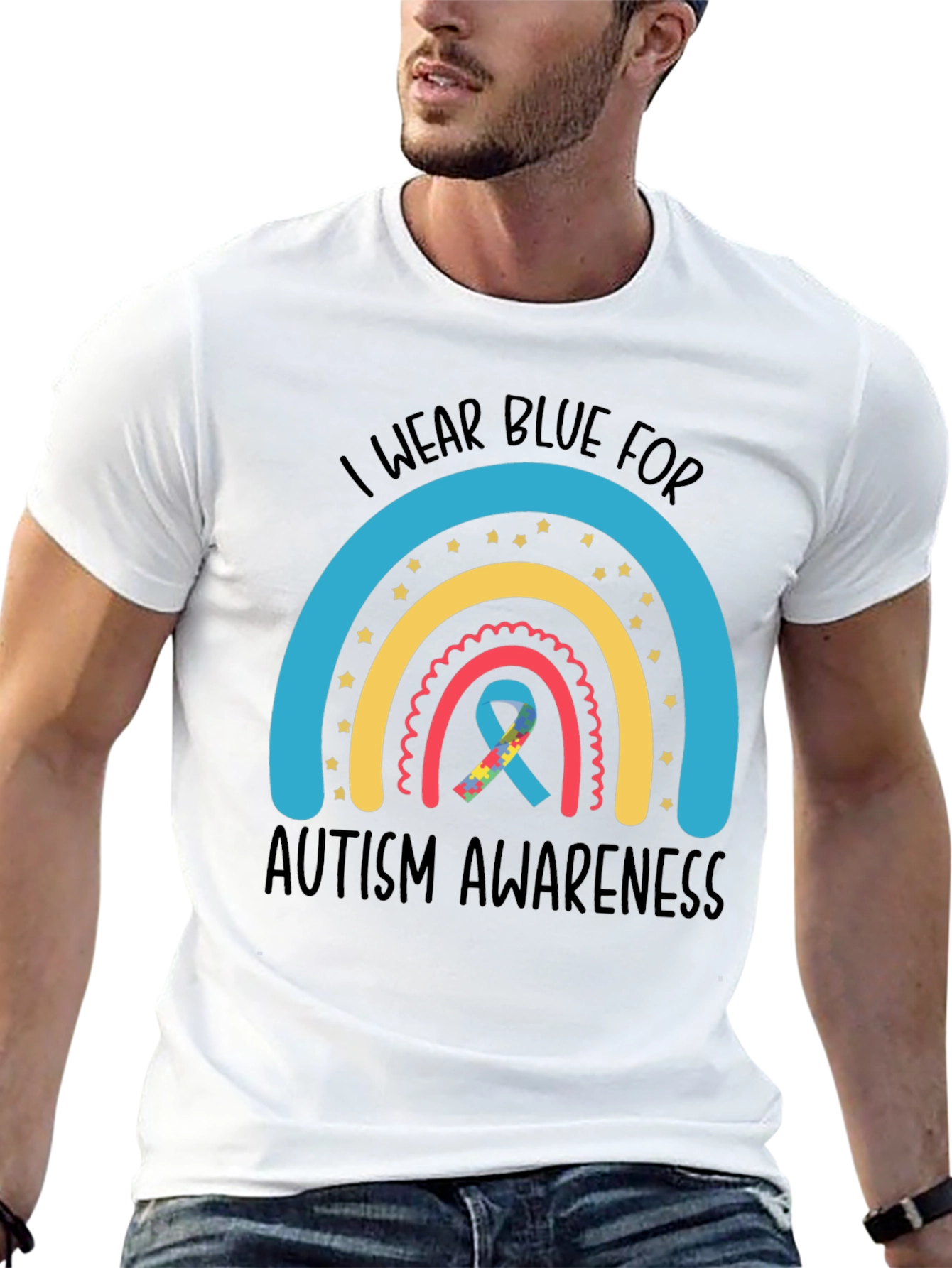 Autism Awareness Rainbow Graphic Tee