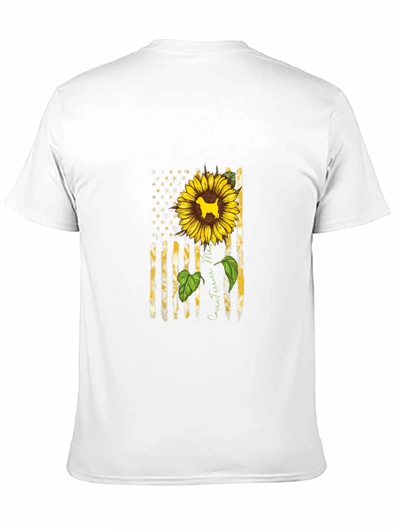 Cairn Terrier Sunflower American Flag T-Shirt