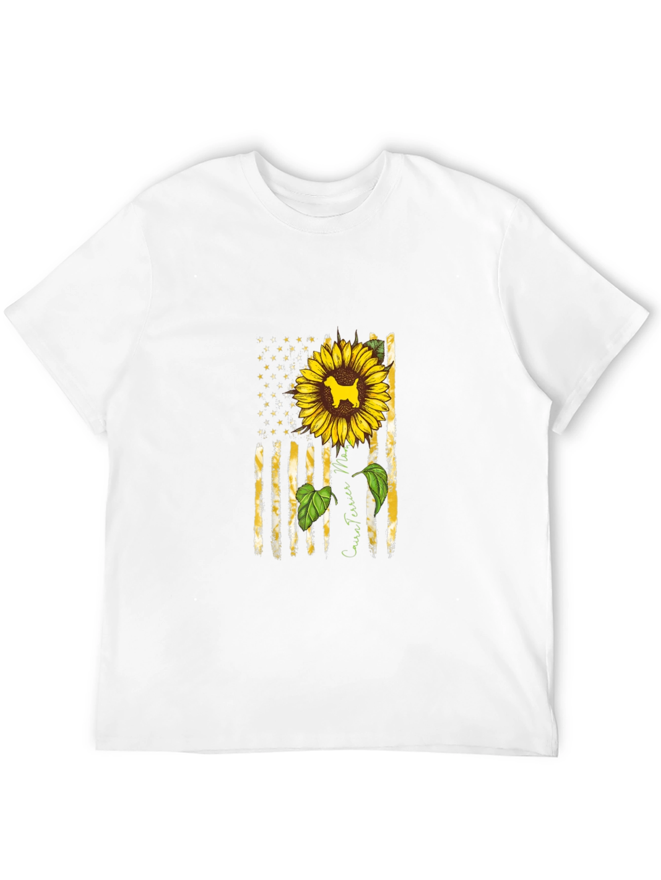 Cairn Terrier Sunflower American Flag T-Shirt