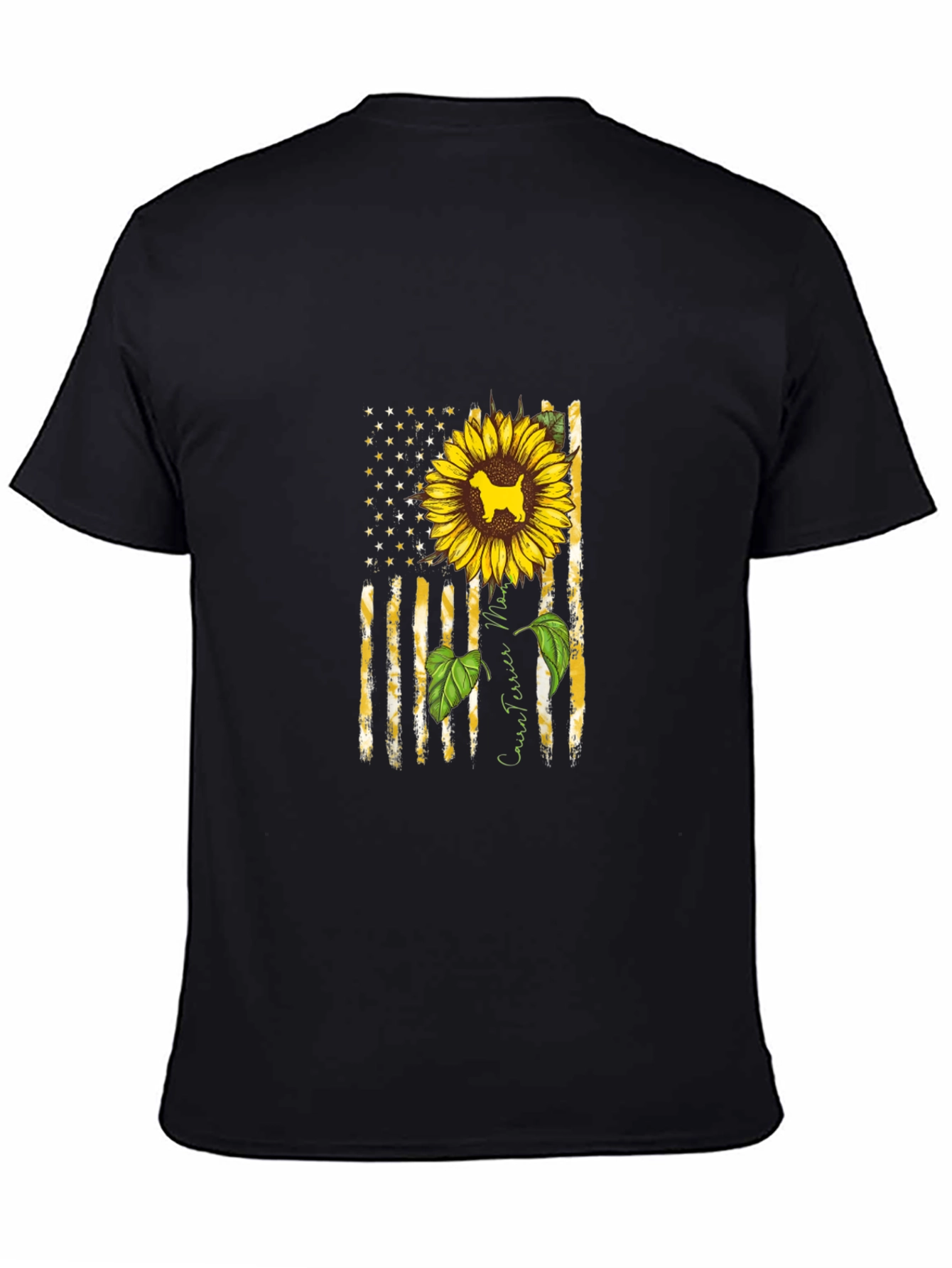 Cairn Terrier Sunflower American Flag T-Shirt