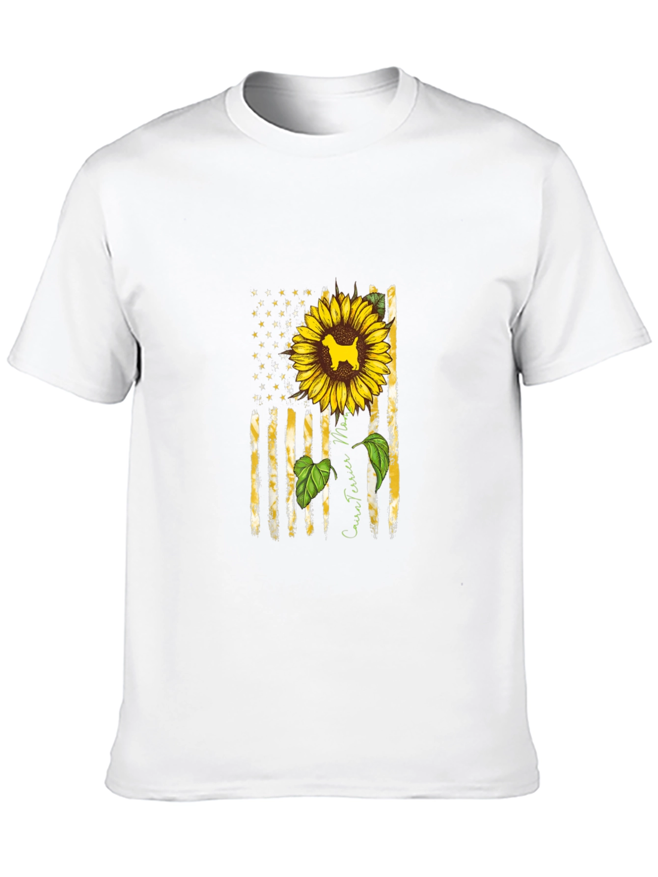 Cairn Terrier Sunflower American Flag T-Shirt