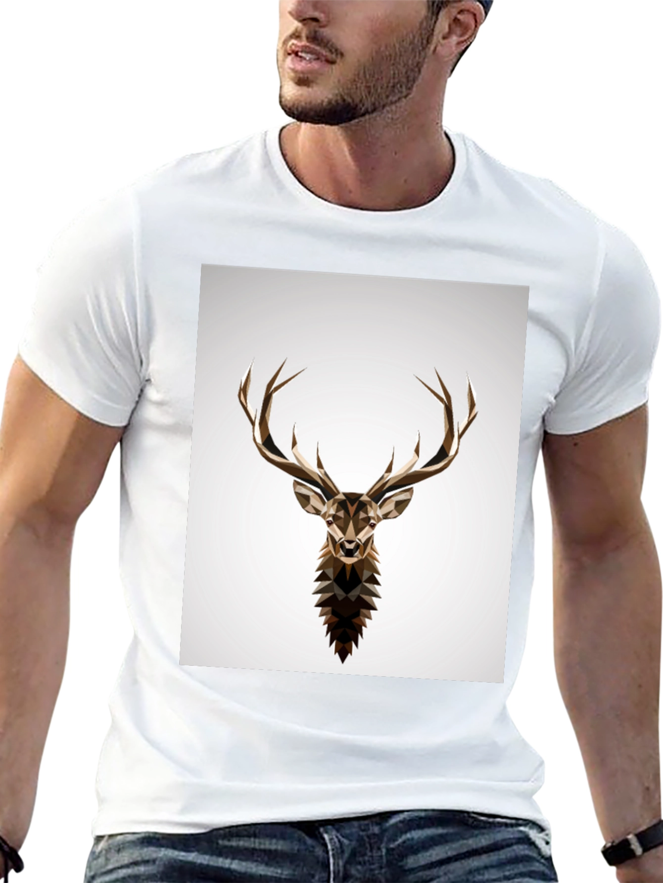 Geometric Deer Head Graphic T-Shirt