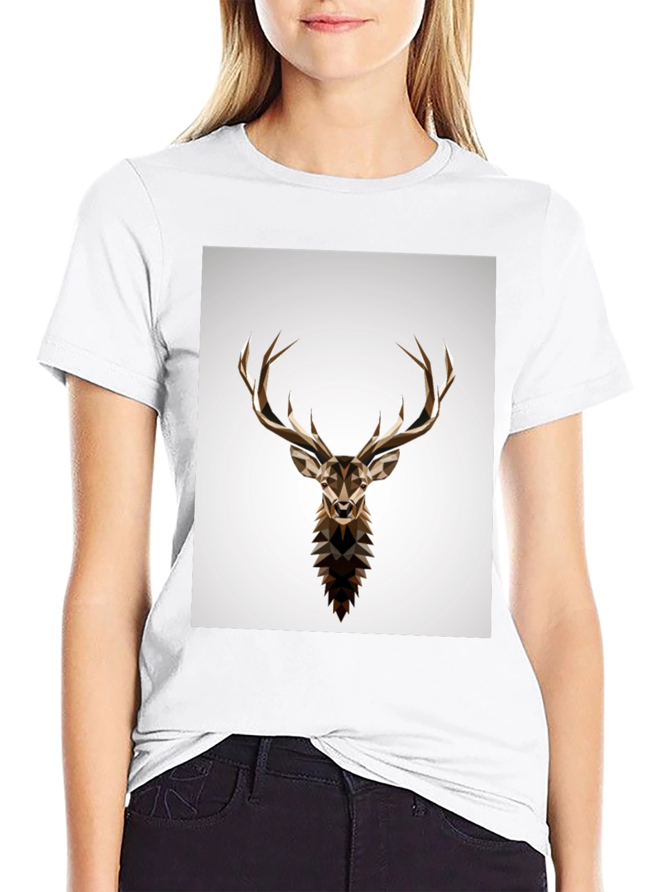 Geometric Deer Head Graphic T-Shirt