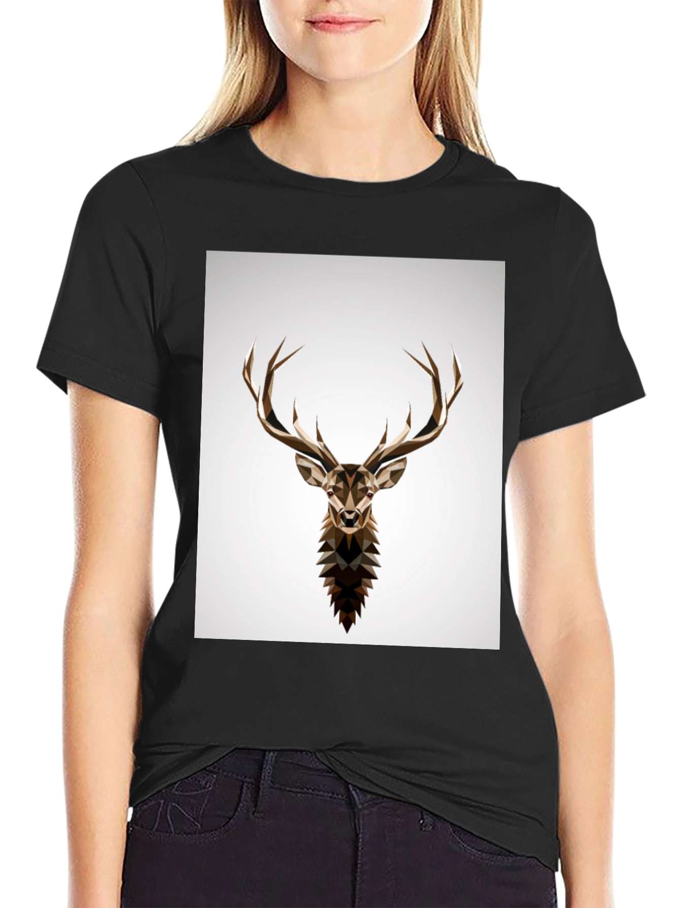 Geometric Deer Head Graphic T-Shirt