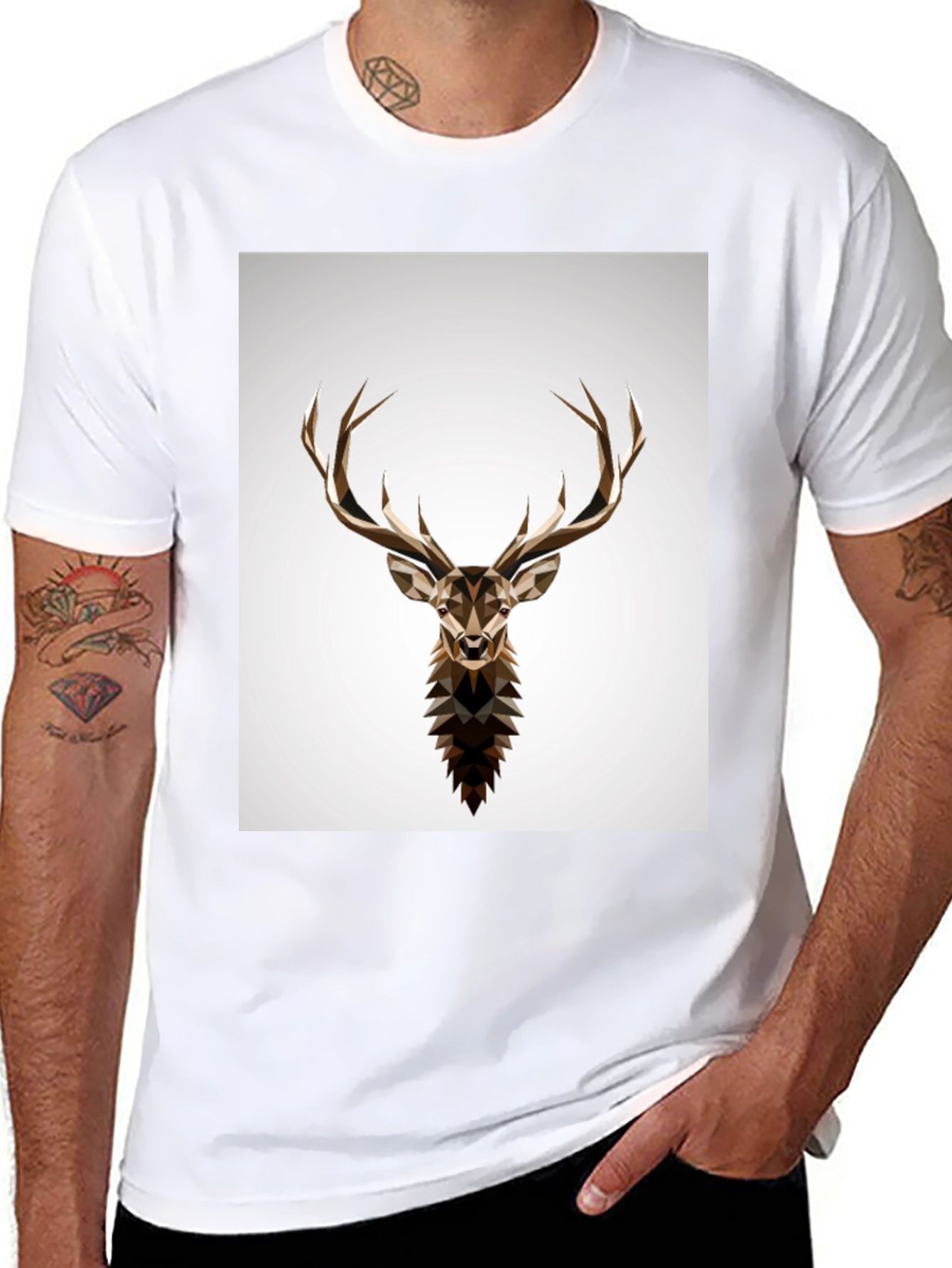 Geometric Deer Head Graphic T-Shirt