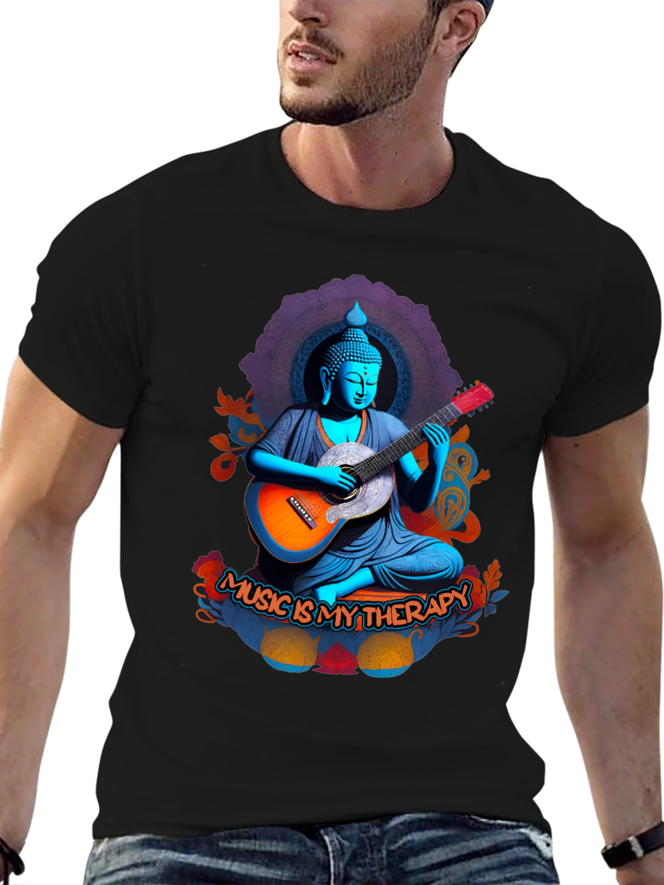 Buddha Music Therapy Graphic Tee
