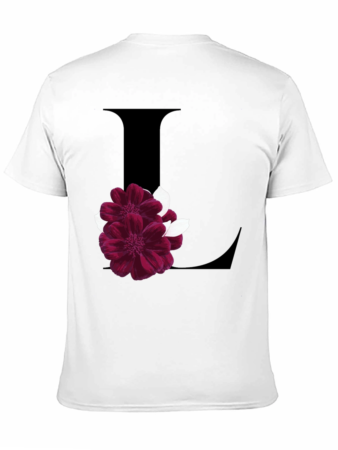 Floral Letter L Black T-Shirt