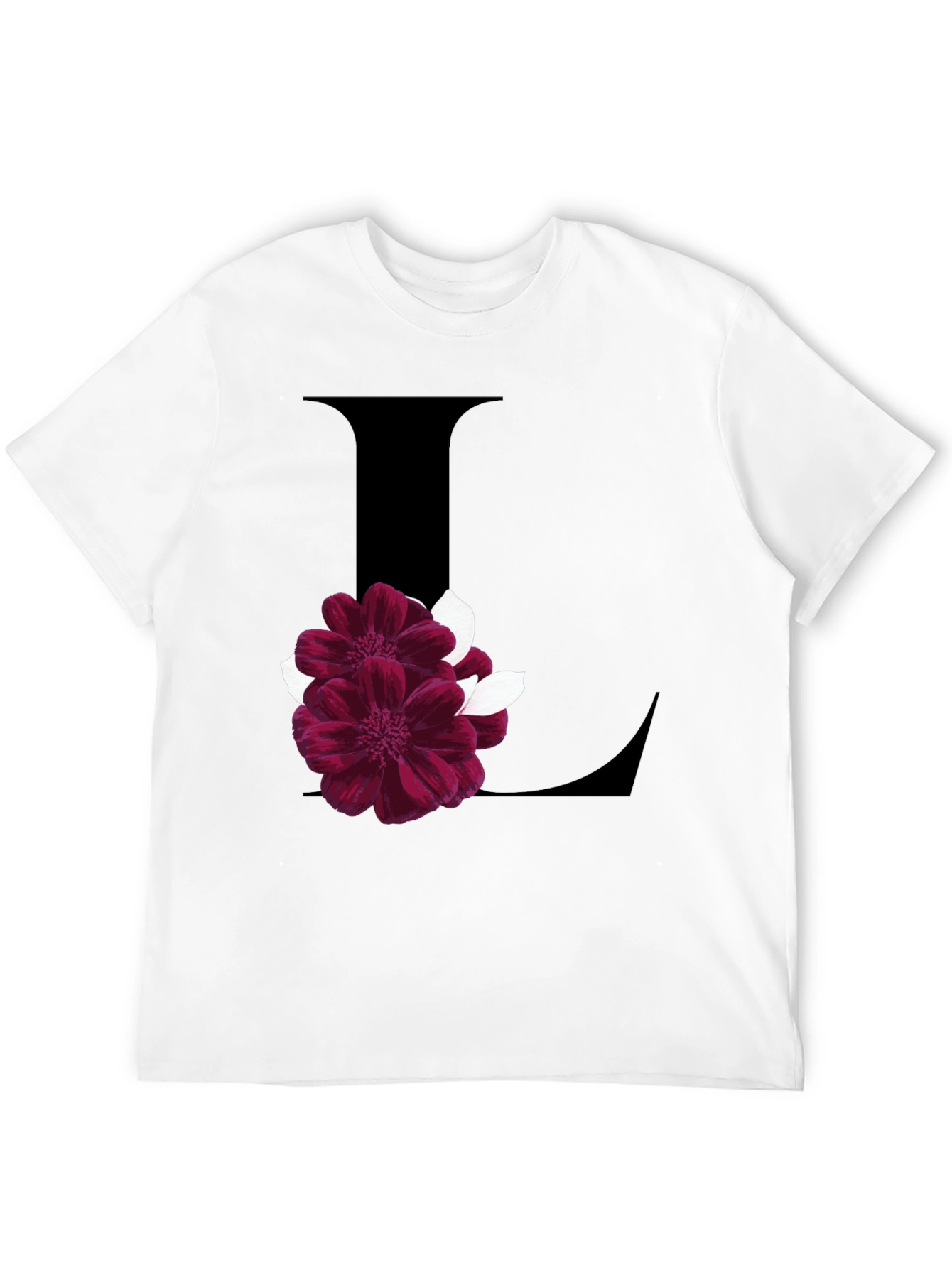 Floral Letter L Black T-Shirt