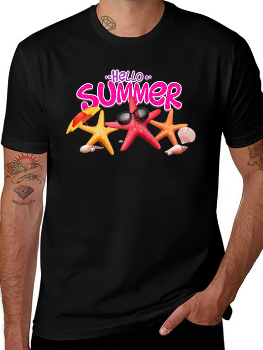 Hello Summer Starfish Graphic Tee - Black