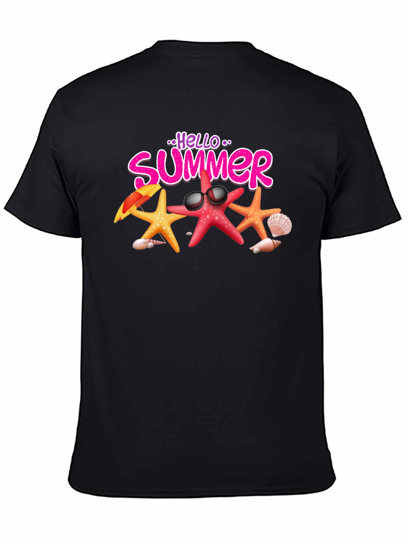 Hello Summer Starfish Graphic Tee - Black