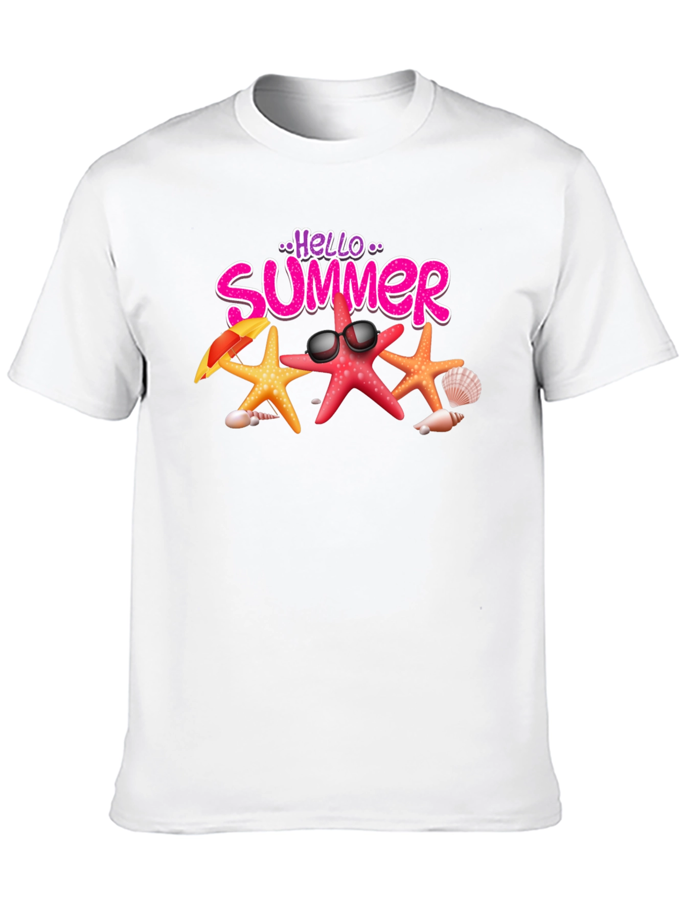 Hello Summer Starfish Graphic Tee - Black