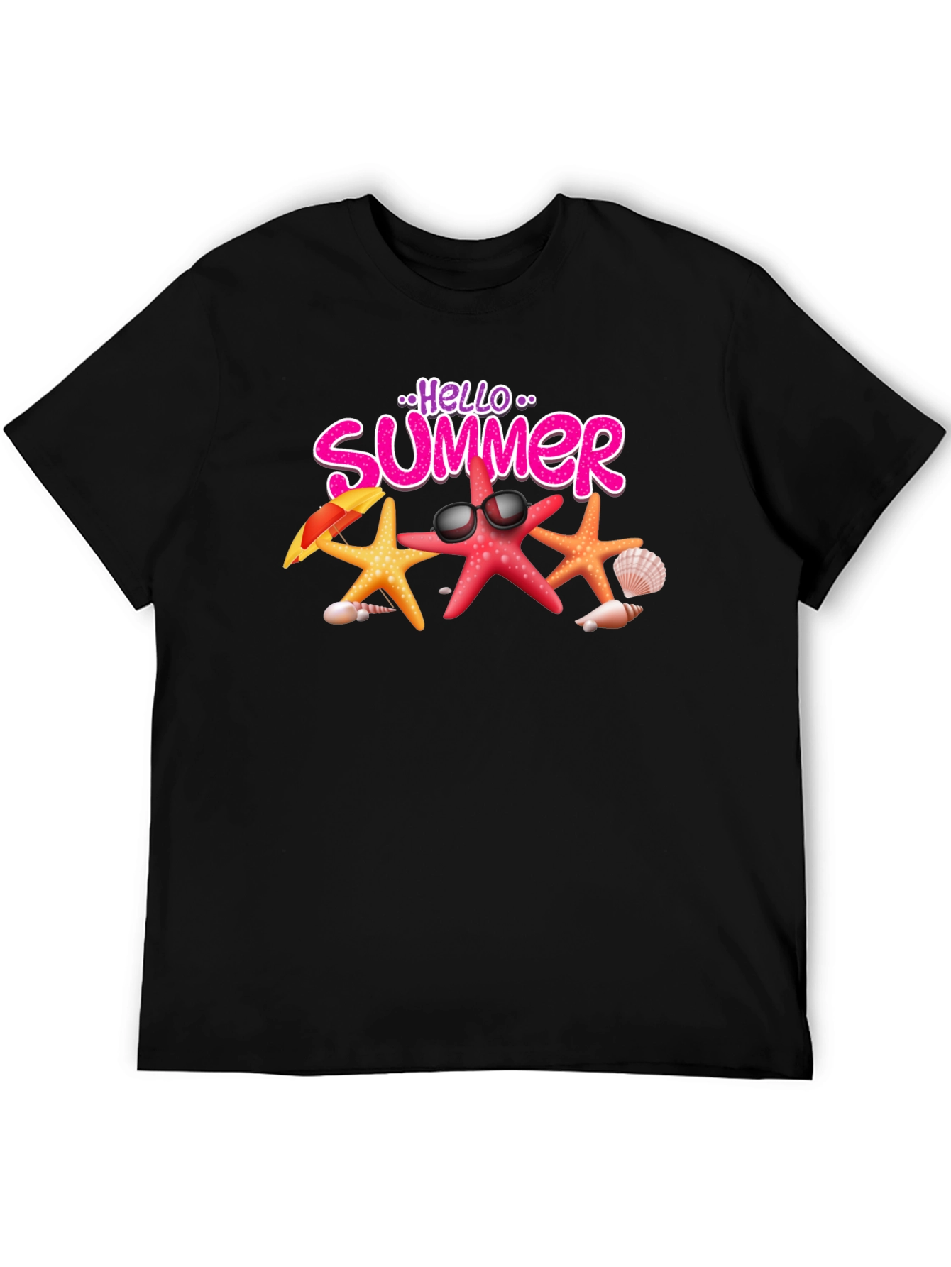 Hello Summer Starfish Graphic Tee - Black