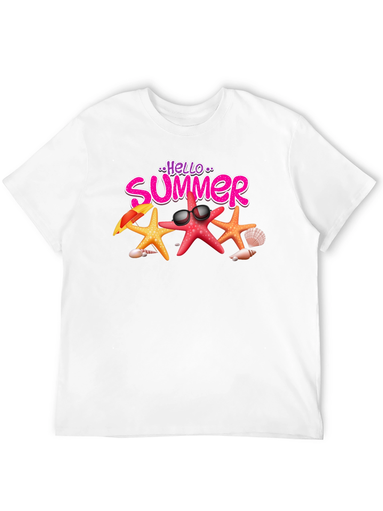 Hello Summer Starfish Graphic Tee - Black