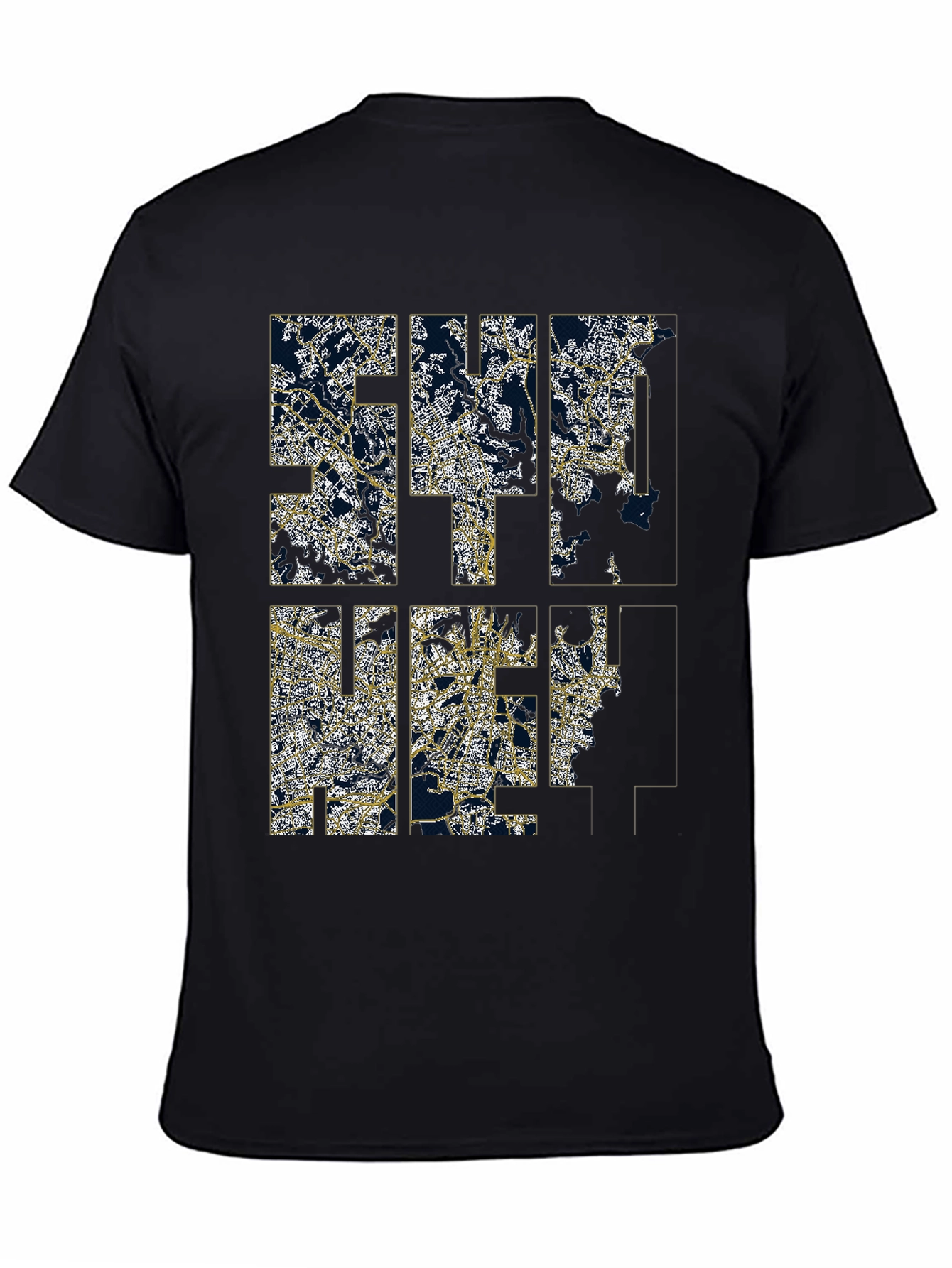 Stylish Black Graphic Tee - Cityscape Design