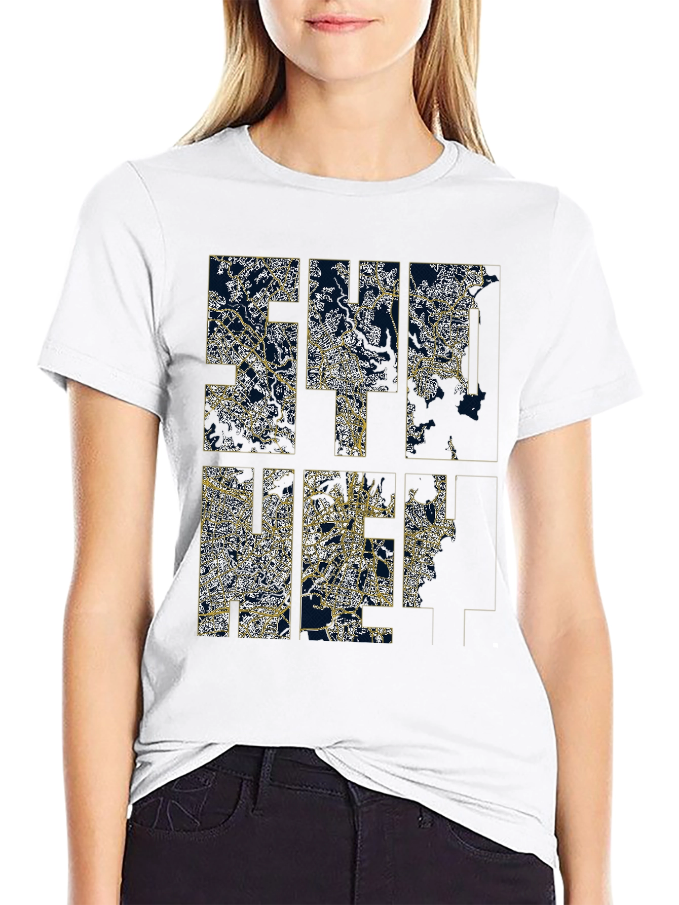 Stylish Black Graphic Tee - Cityscape Design