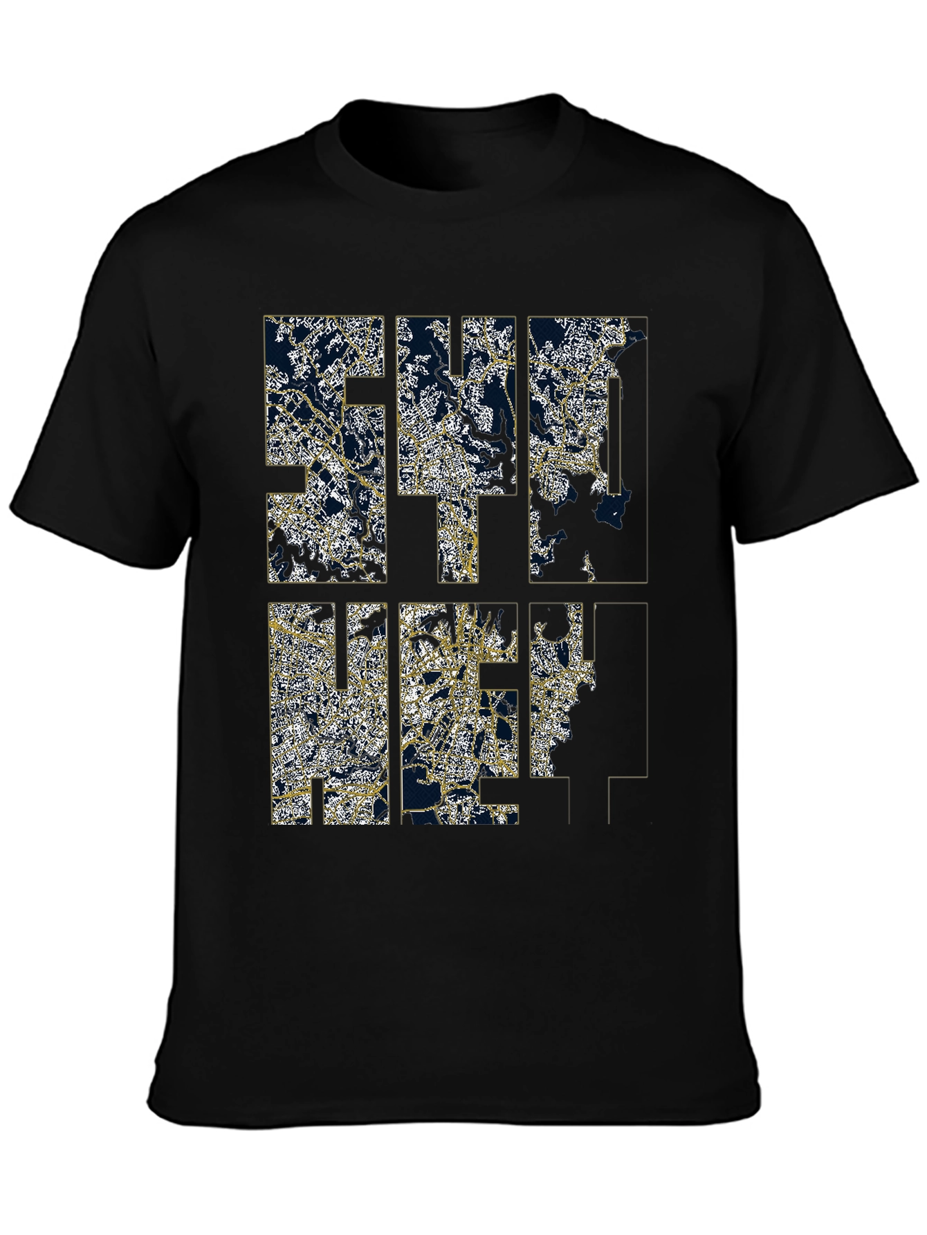 Stylish Black Graphic Tee - Cityscape Design