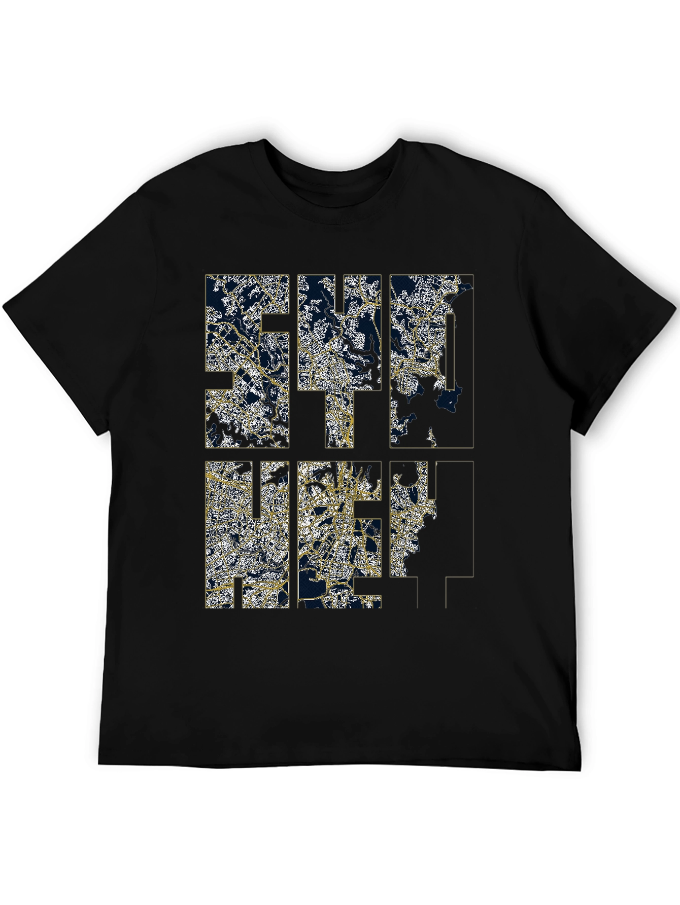 Stylish Black Graphic Tee - Cityscape Design