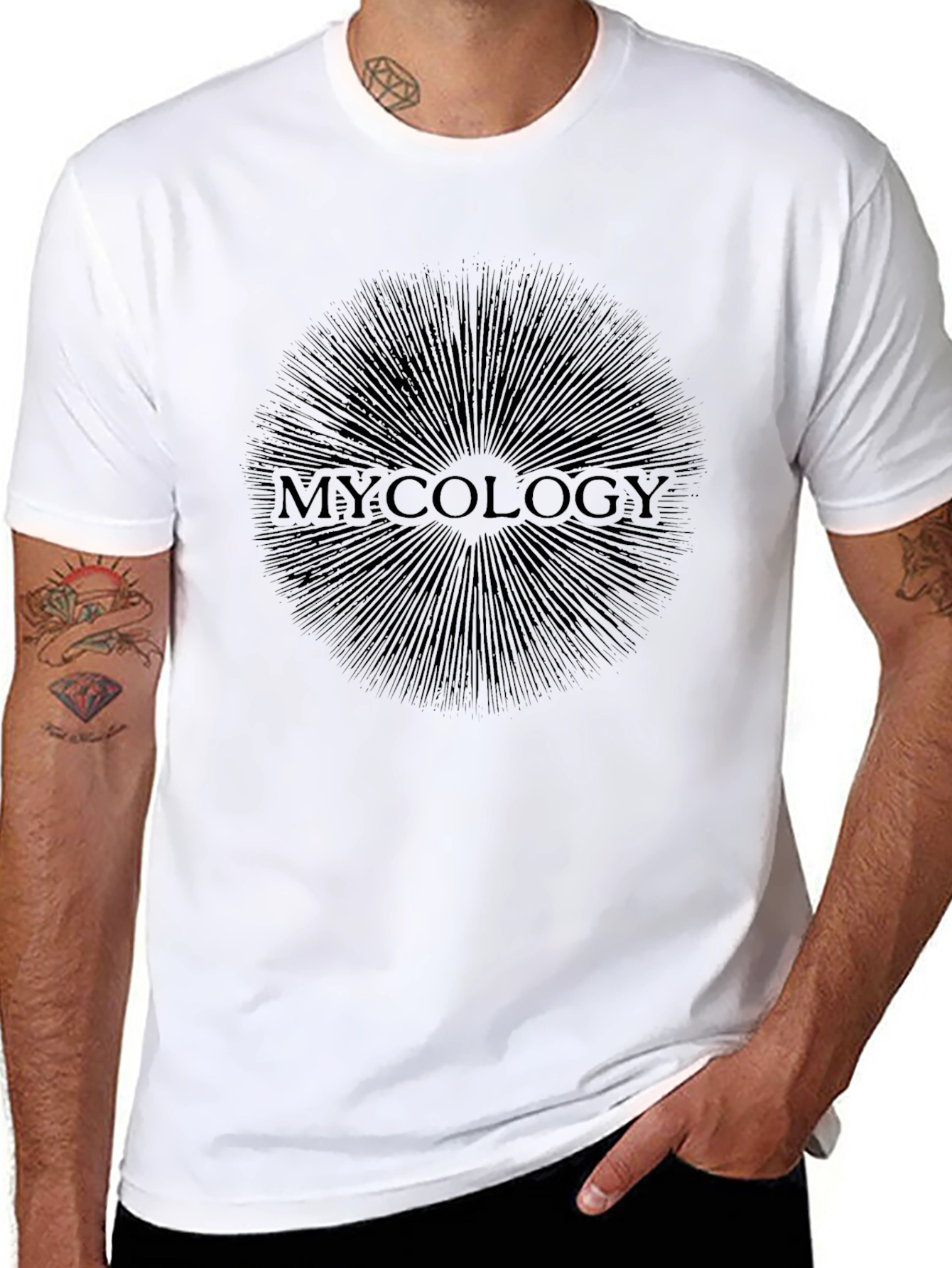 Mycology T-Shirt - Mushroom Spore Print - Black
