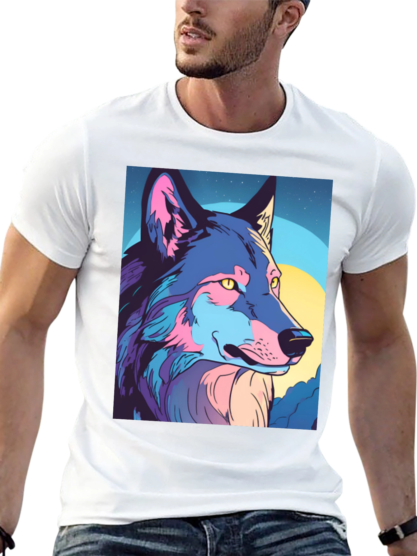 Wolf Graphic Tee - Stylish Mens Black T-Shirt