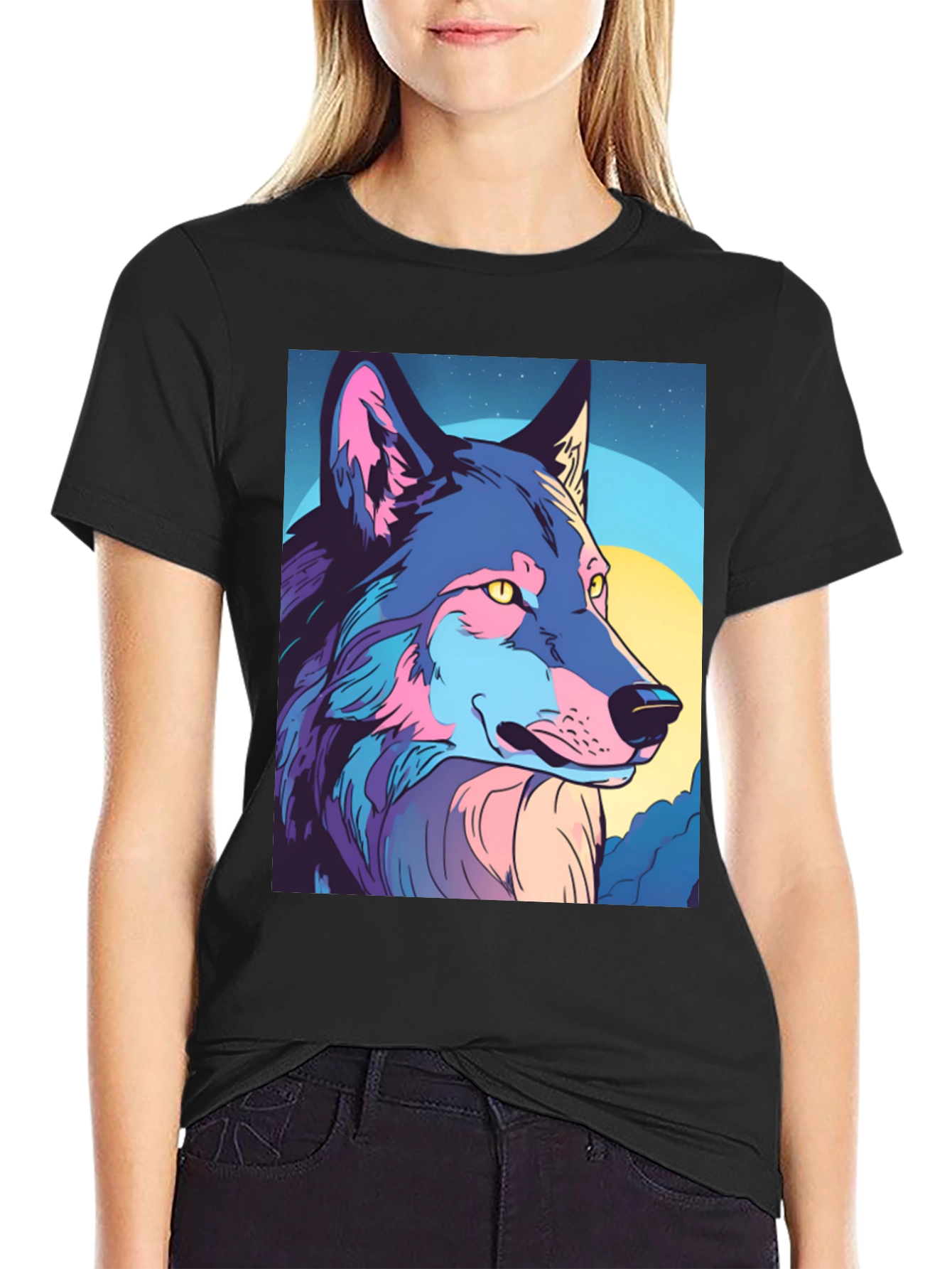 Wolf Graphic Tee - Stylish Mens Black T-Shirt