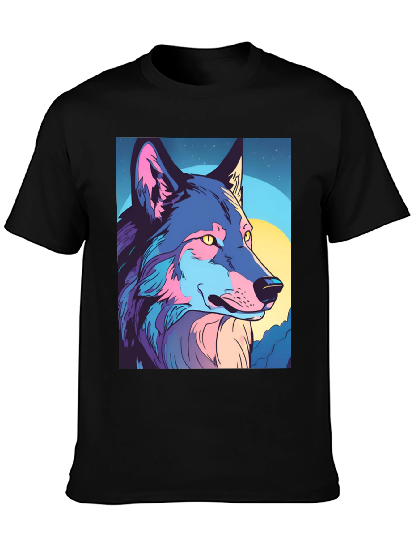 Wolf Graphic Tee - Stylish Mens Black T-Shirt