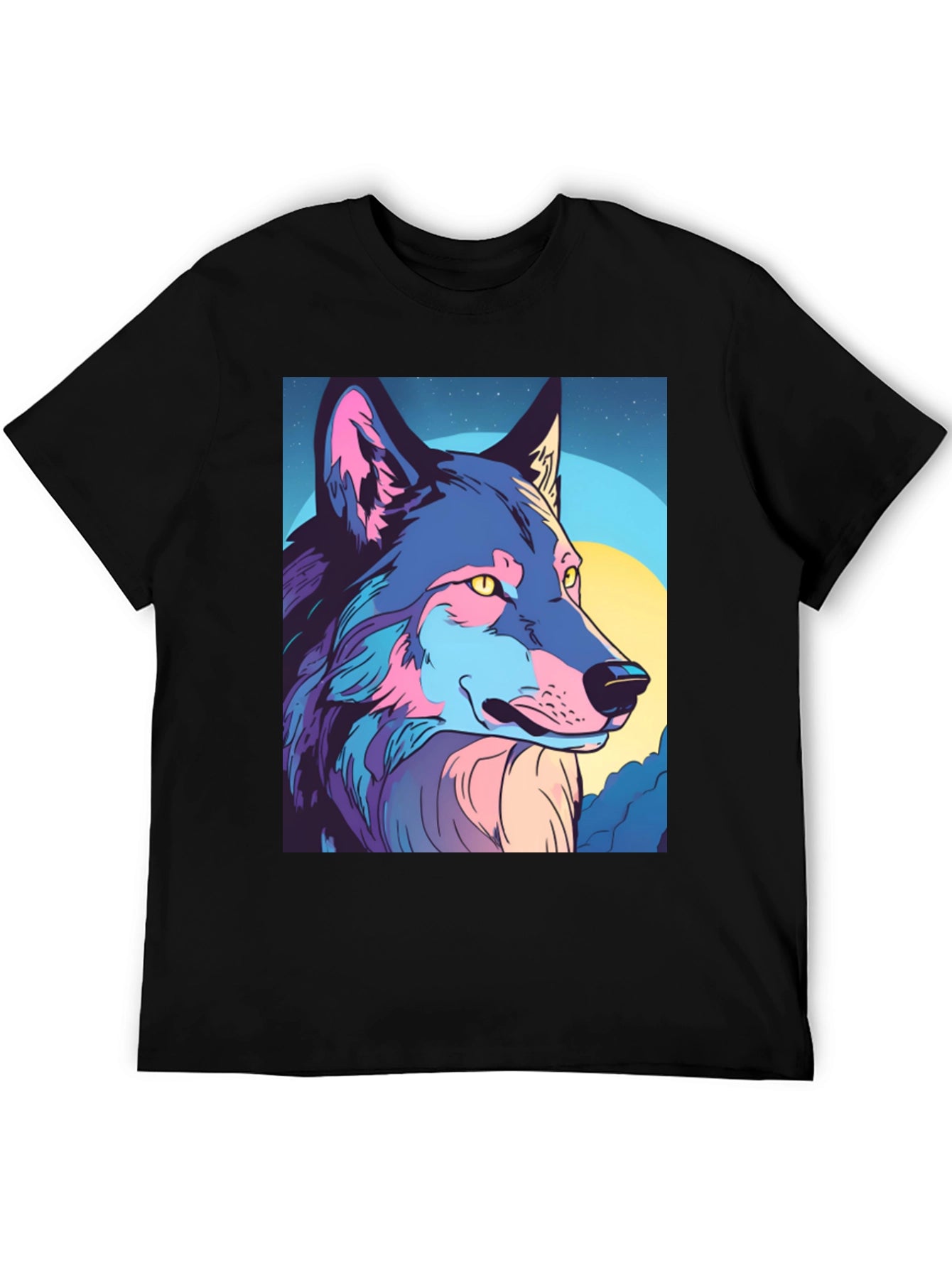 Wolf Graphic Tee - Stylish Mens Black T-Shirt