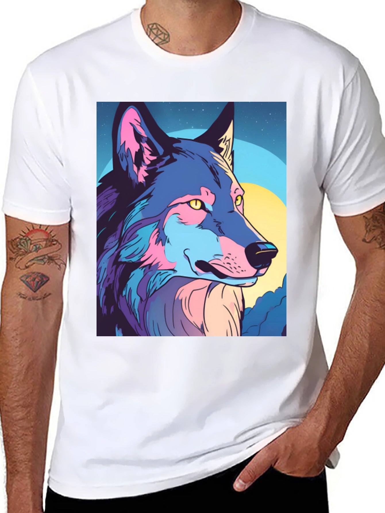 Wolf Graphic Tee - Stylish Mens Black T-Shirt