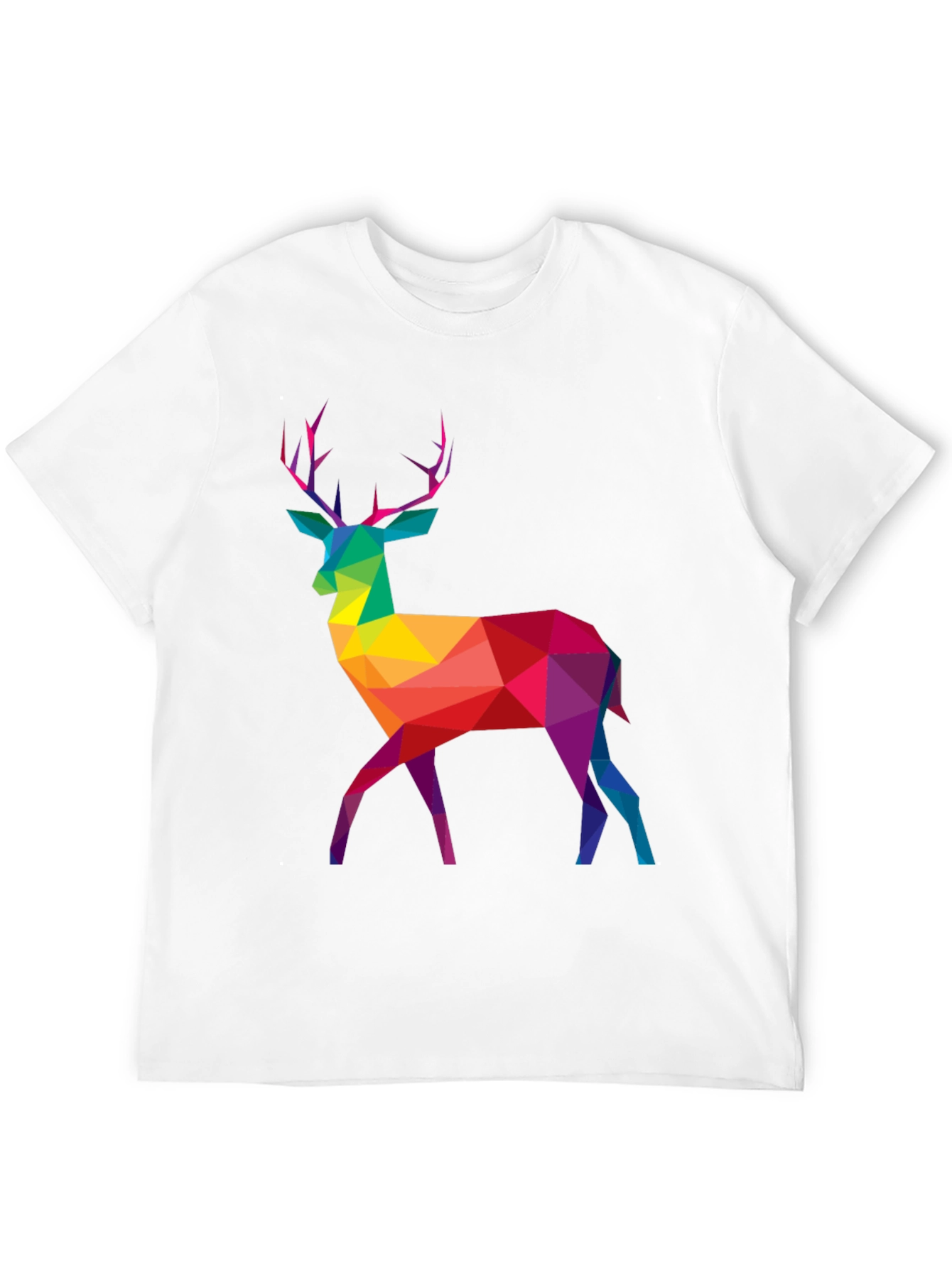 Geometric Rainbow Deer Graphic Tee - Mens Black T-Shirt