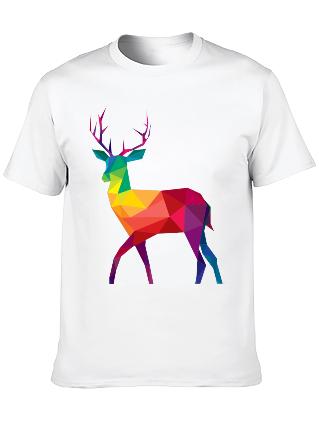 Geometric Rainbow Deer Graphic Tee - Mens Black T-Shirt