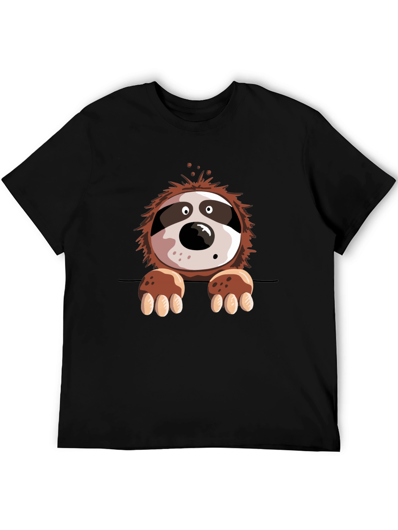 Sloth Graphic Print Mens Black T-Shirt