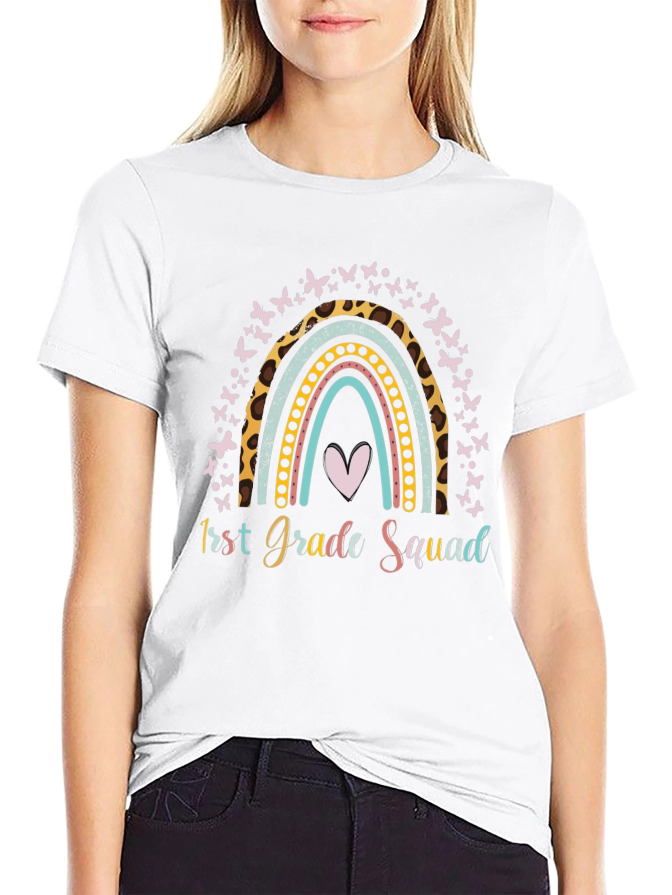 First Grade Squad Rainbow Butterfly T-Shirt