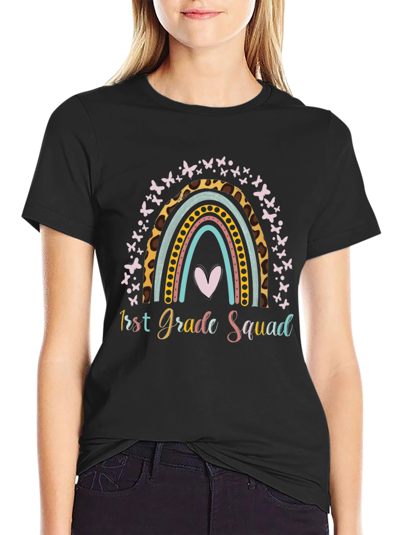 First Grade Squad Rainbow Butterfly T-Shirt