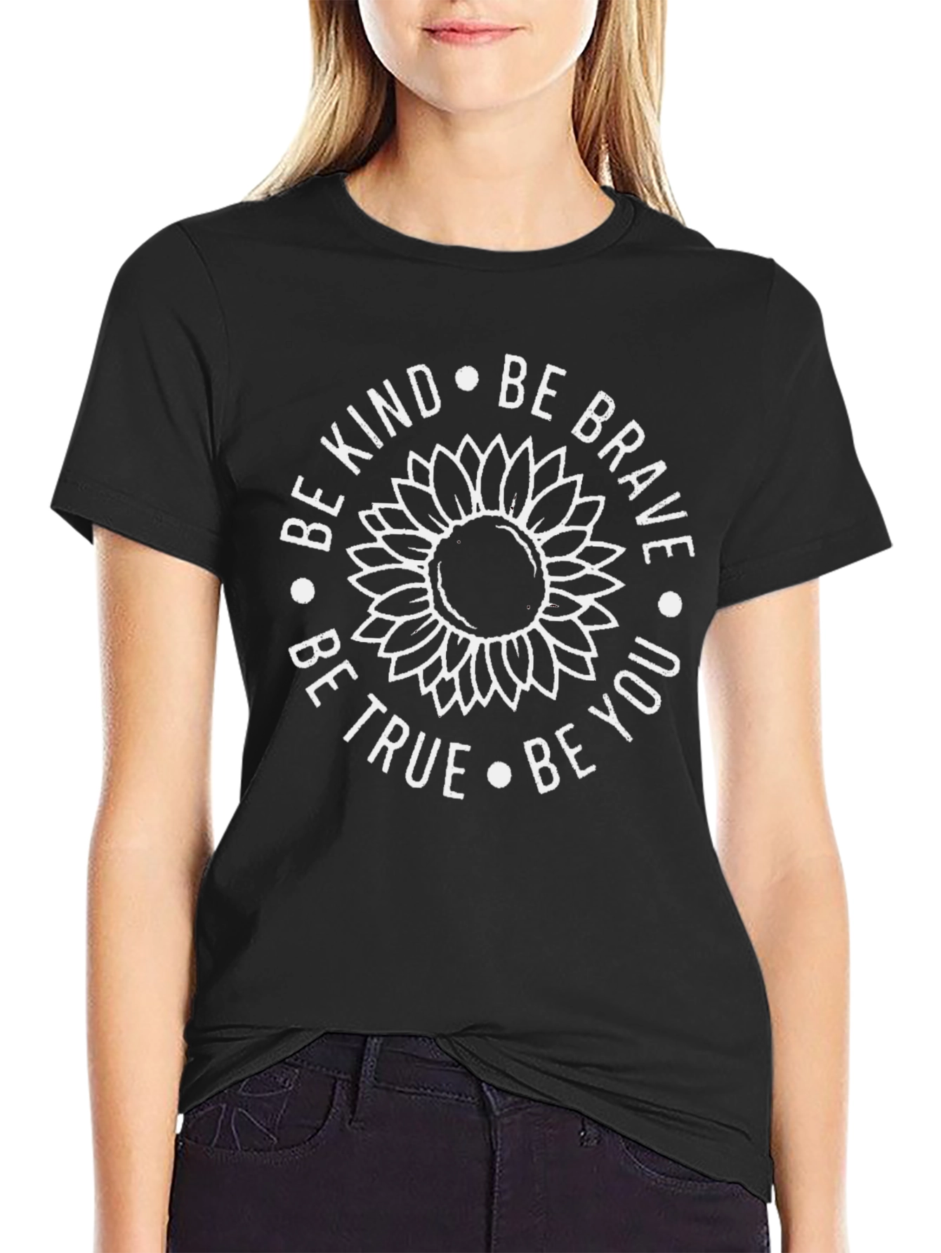 Be Kind Sunflower Graphic T-Shirt - Unisex Black Tee