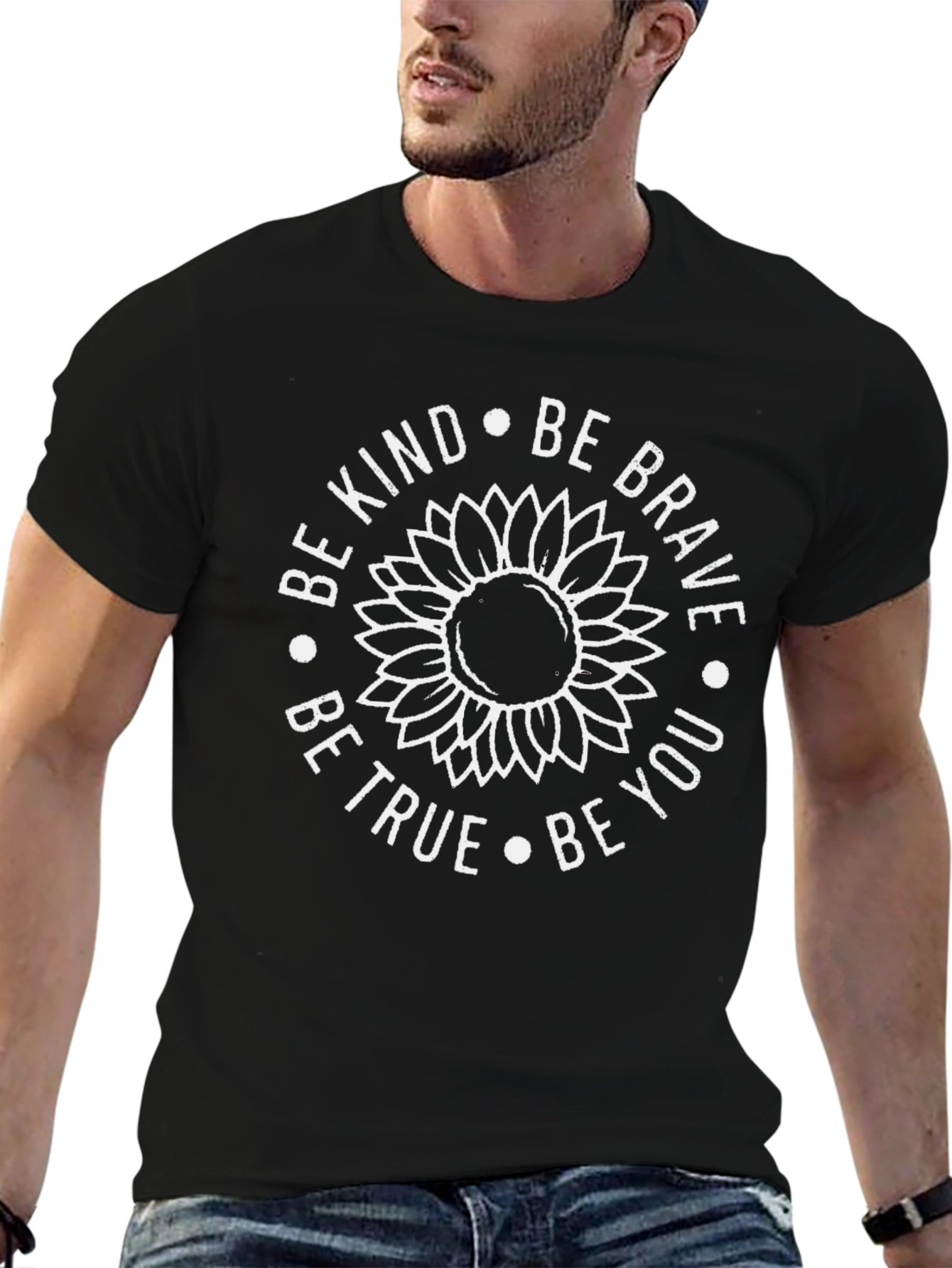 Be Kind Sunflower Graphic T-Shirt - Unisex Black Tee