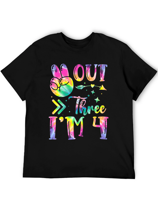 Peace Out Three Im 4 T-Shirt Tie Dye Fourth Birthday