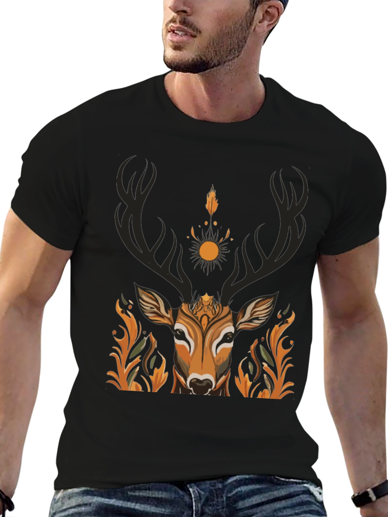 Mystic Deer Graphic Tee - Nature Inspired Design