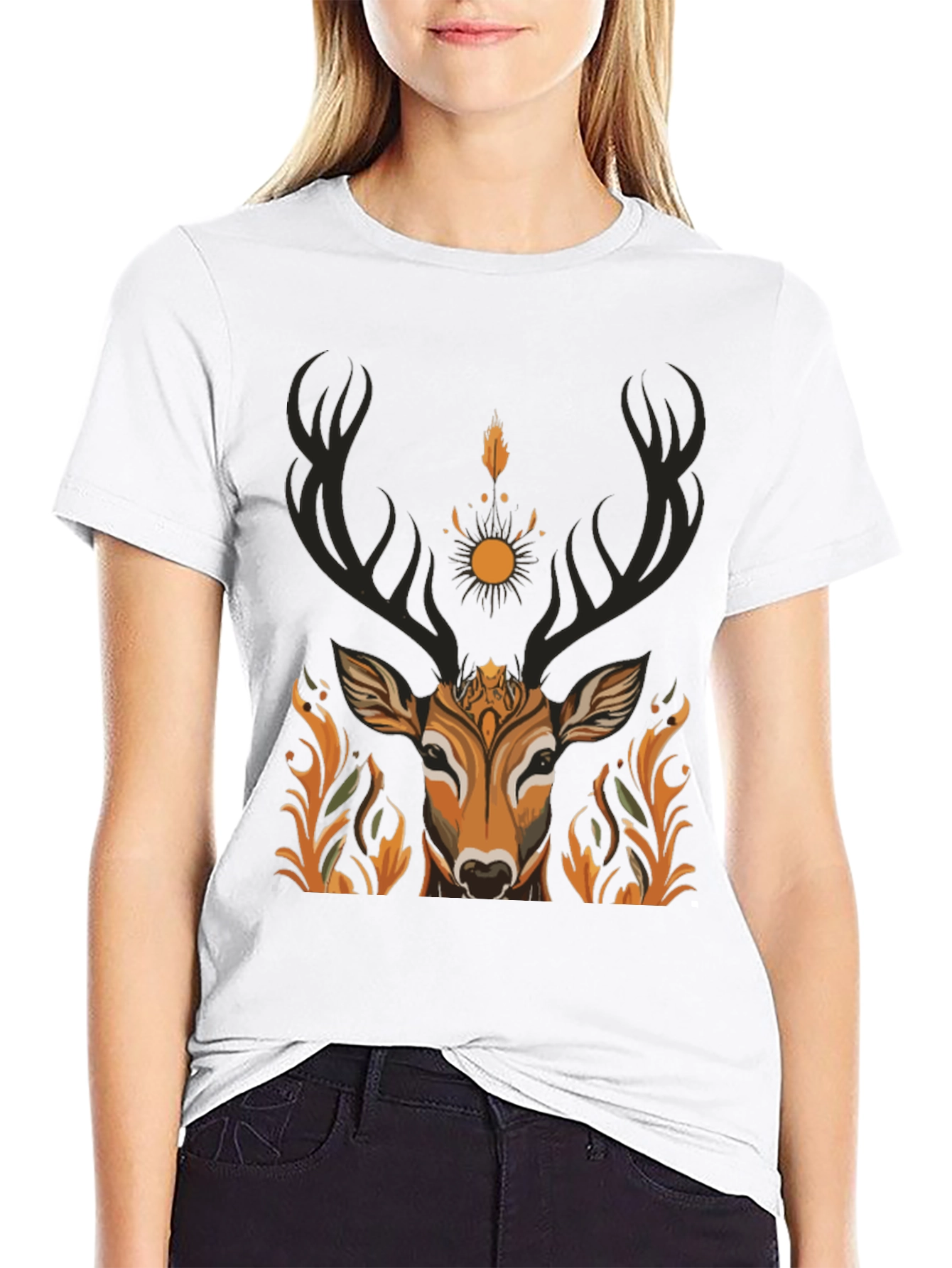 Mystic Deer Graphic Tee - Nature Inspired Design