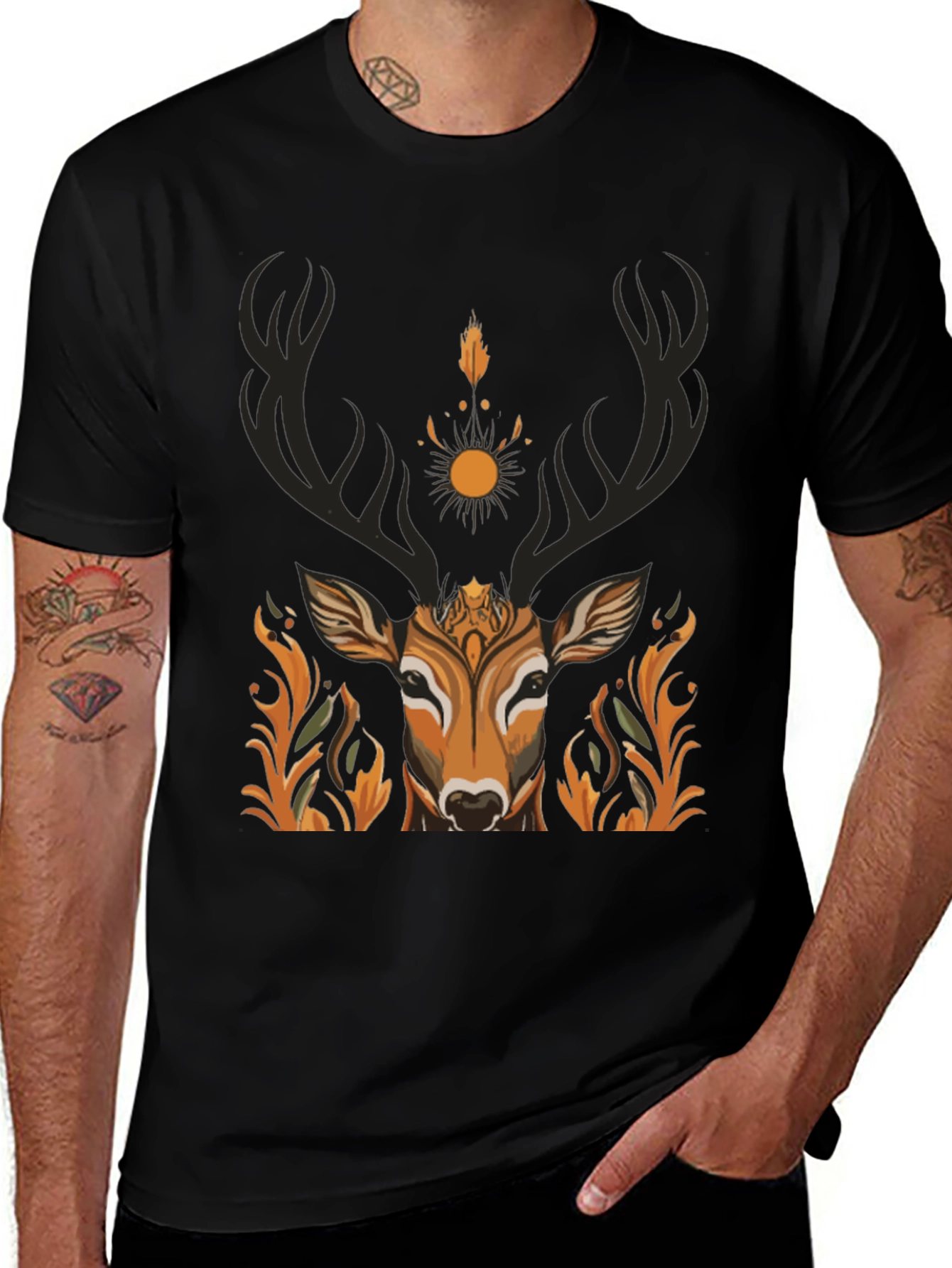 Mystic Deer Graphic Tee - Nature Inspired Design