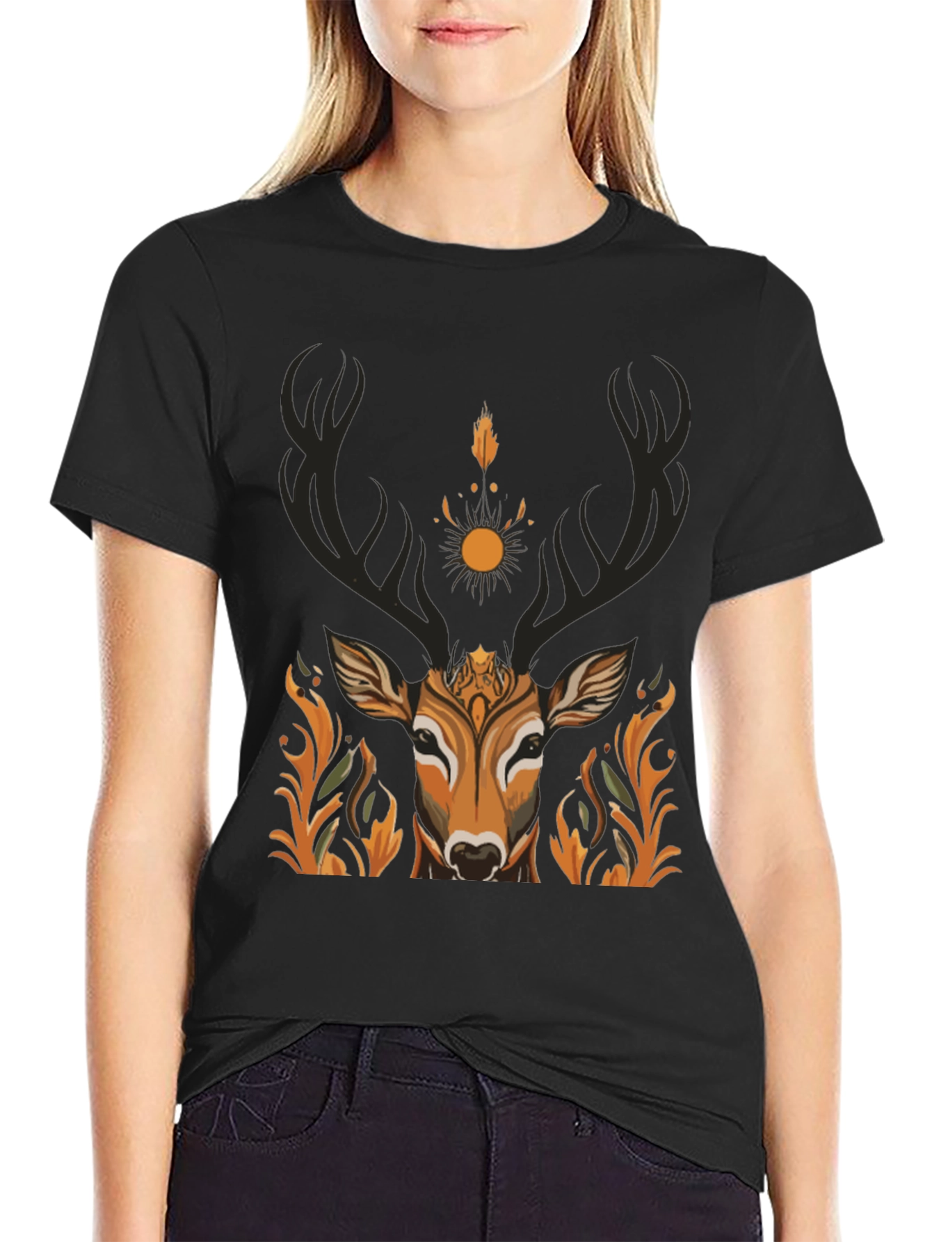 Mystic Deer Graphic Tee - Nature Inspired Design