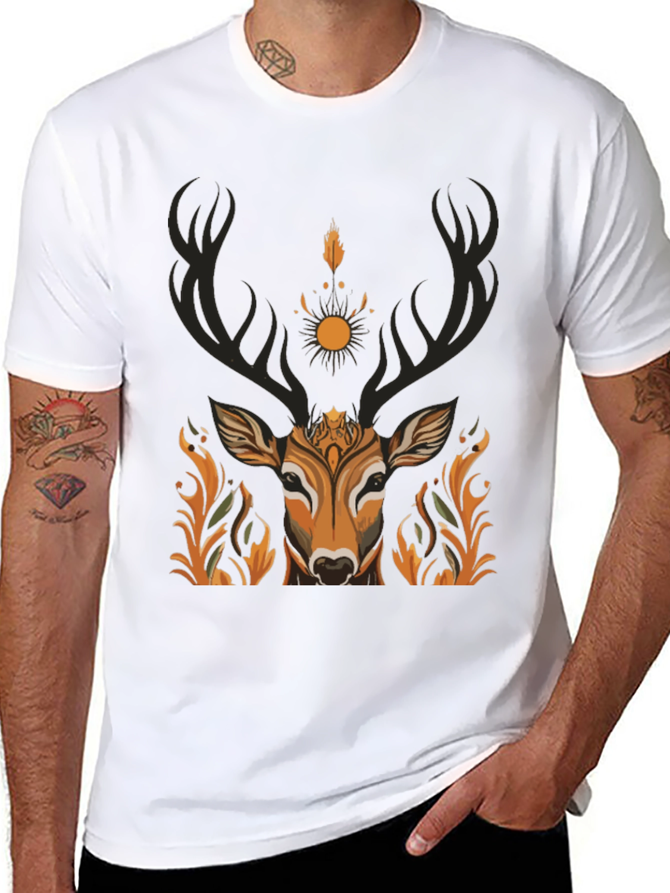 Mystic Deer Graphic Tee - Nature Inspired Design