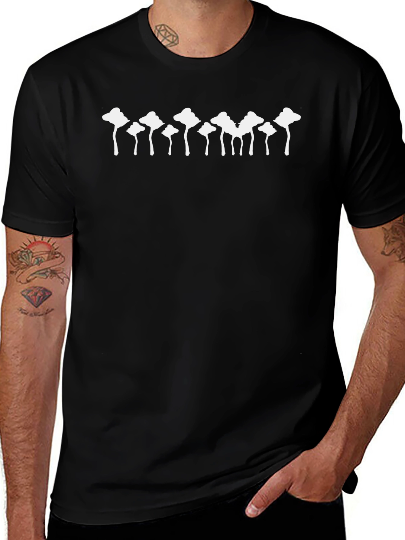 Mushroom Silhouette Black T-Shirt