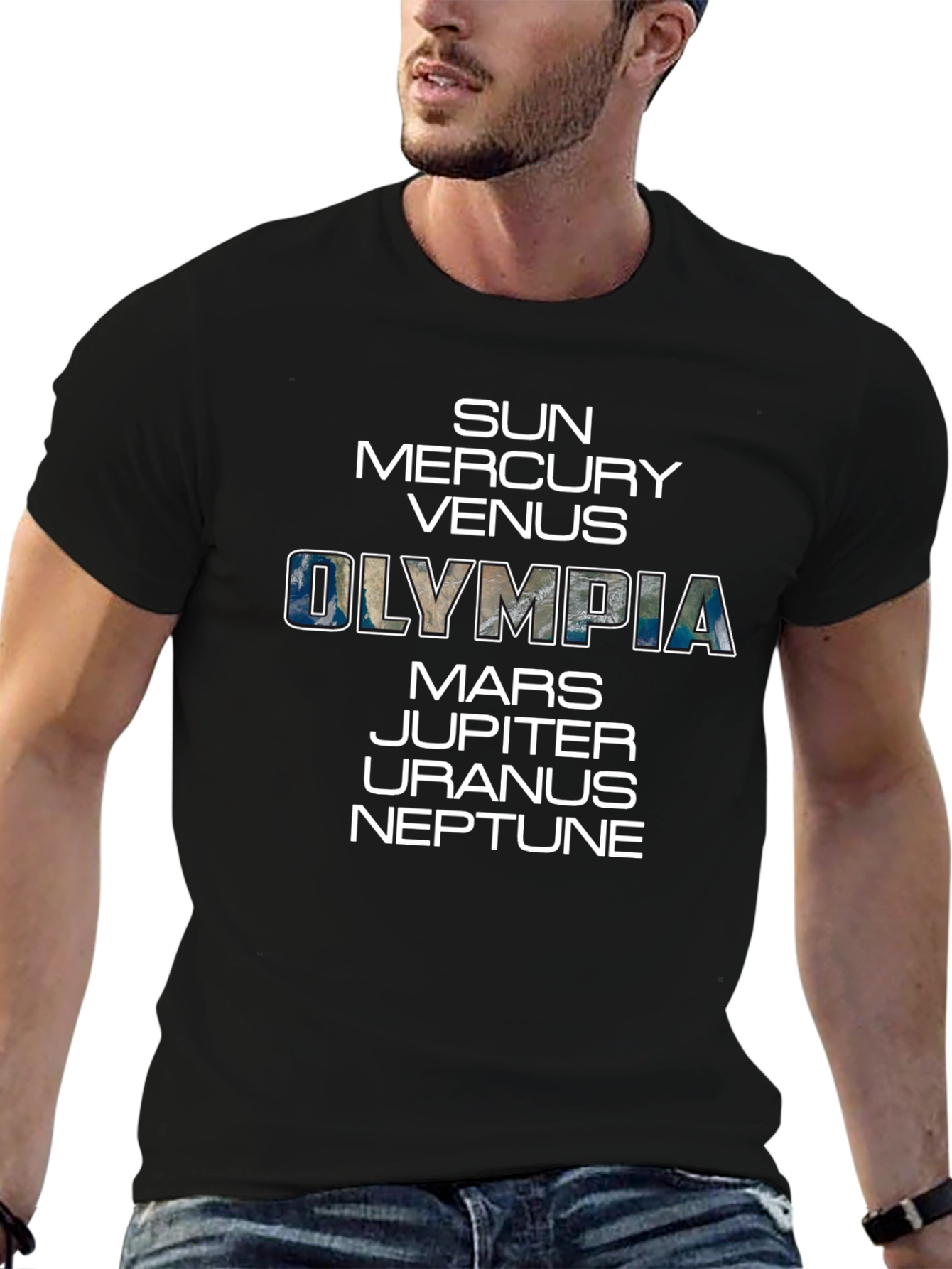Planets of the Solar System Black Graphic T-Shirt