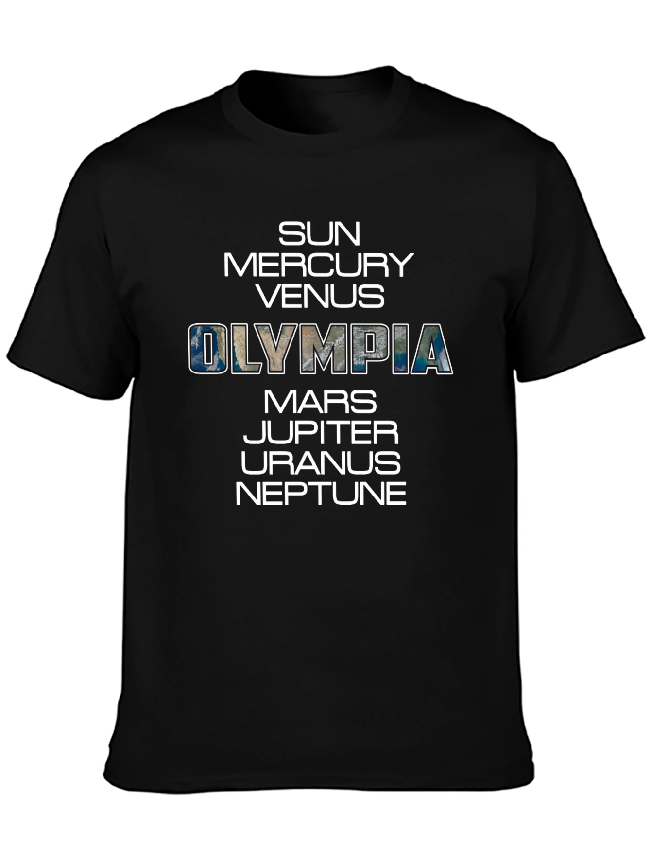 Planets of the Solar System Black Graphic T-Shirt