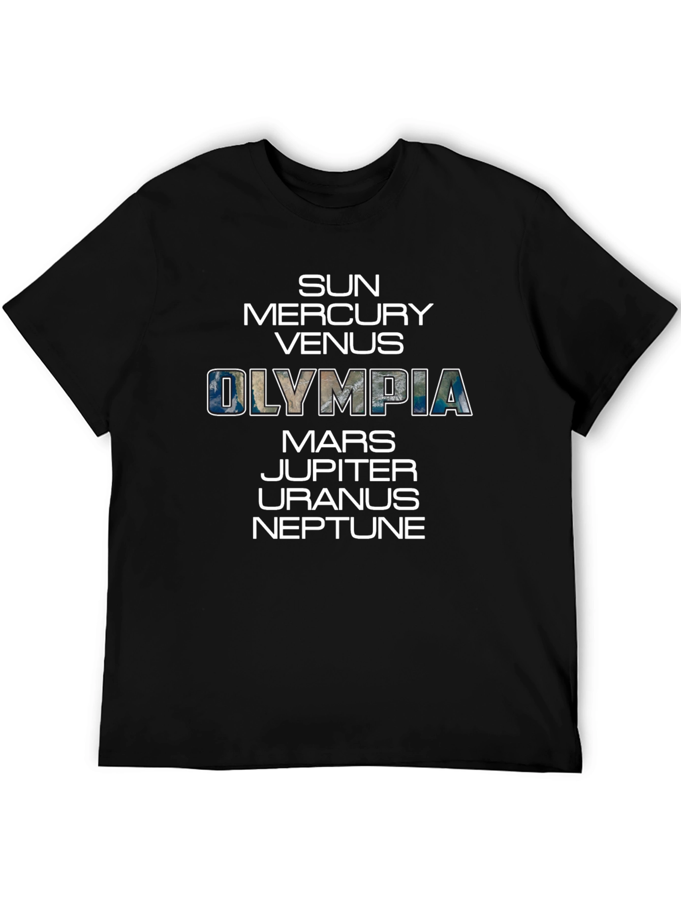 Planets of the Solar System Black Graphic T-Shirt