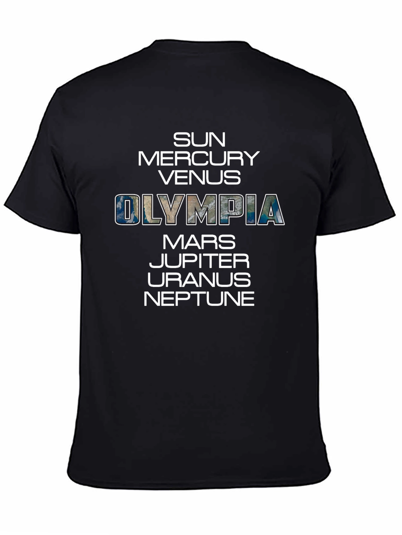 Planets of the Solar System Black Graphic T-Shirt